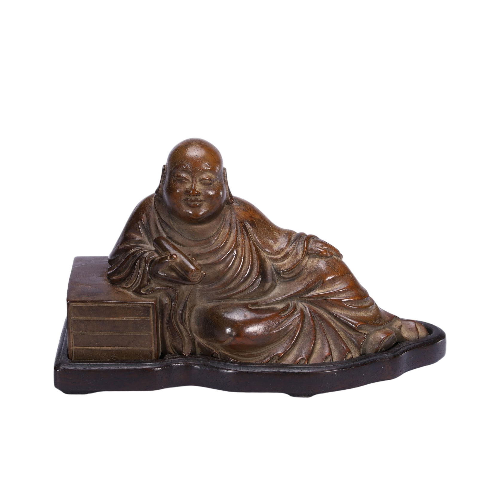 A CARVED HUANGHUALI SEATED BUDAI (1 of 9)