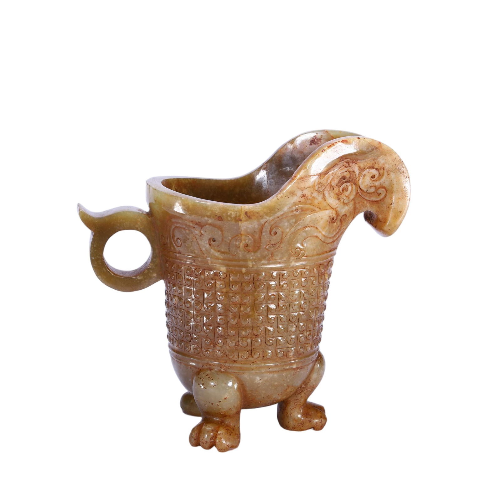 A CARVED JADE CUP WITH HANDLE (1 of 9)