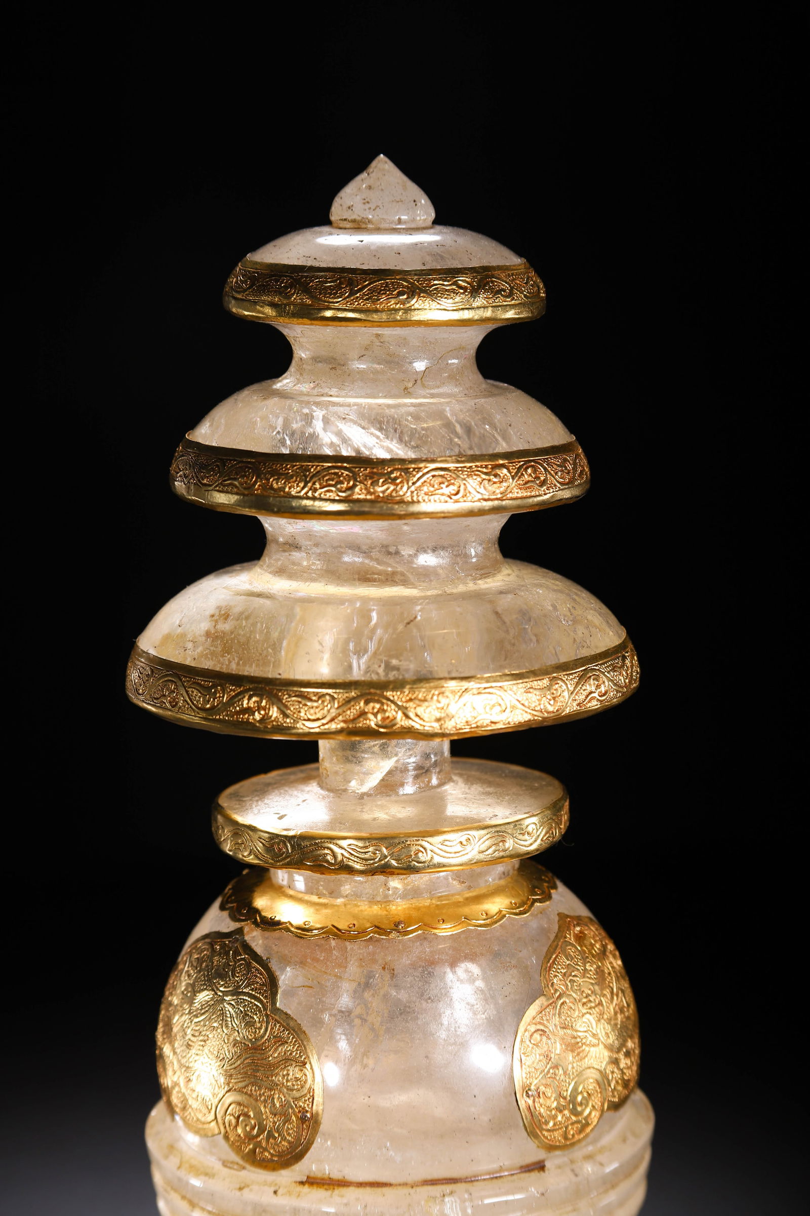 A CARVED ROCK CRYSTAL STUPA - 2
