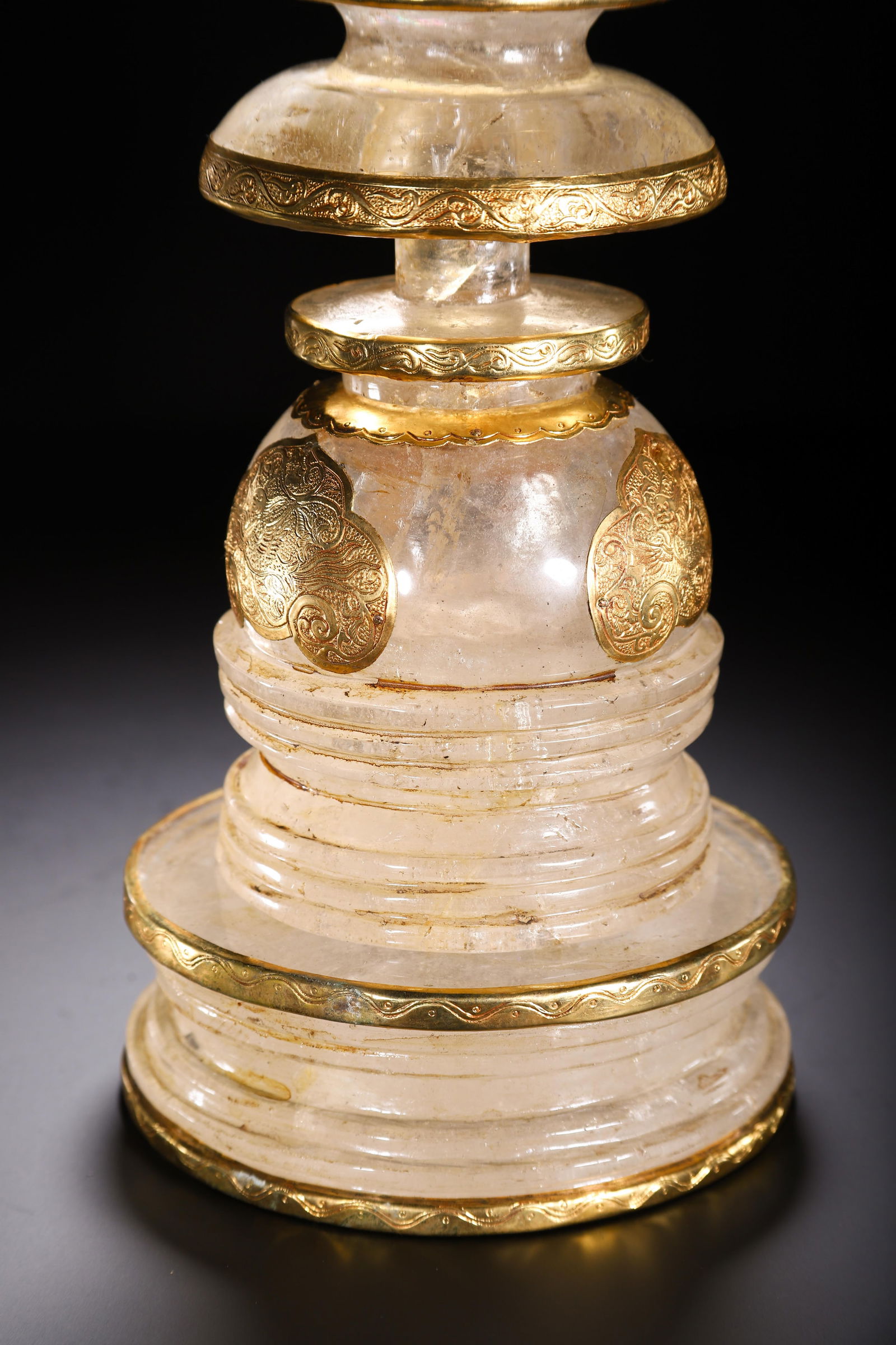 A CARVED ROCK CRYSTAL STUPA - 3