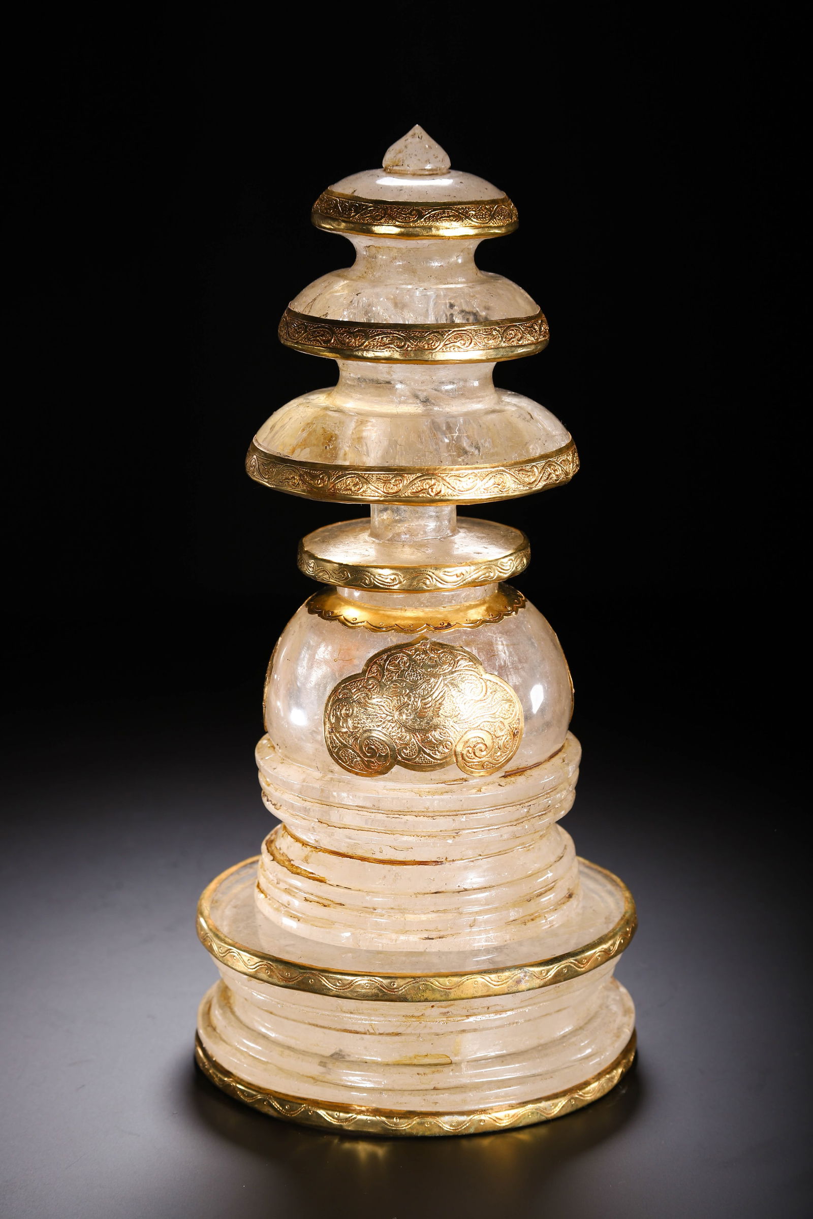 A CARVED ROCK CRYSTAL STUPA - 4