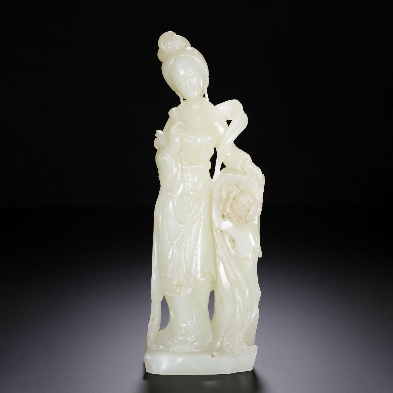A CARVED WHITE JADE LADY (1 of 9)