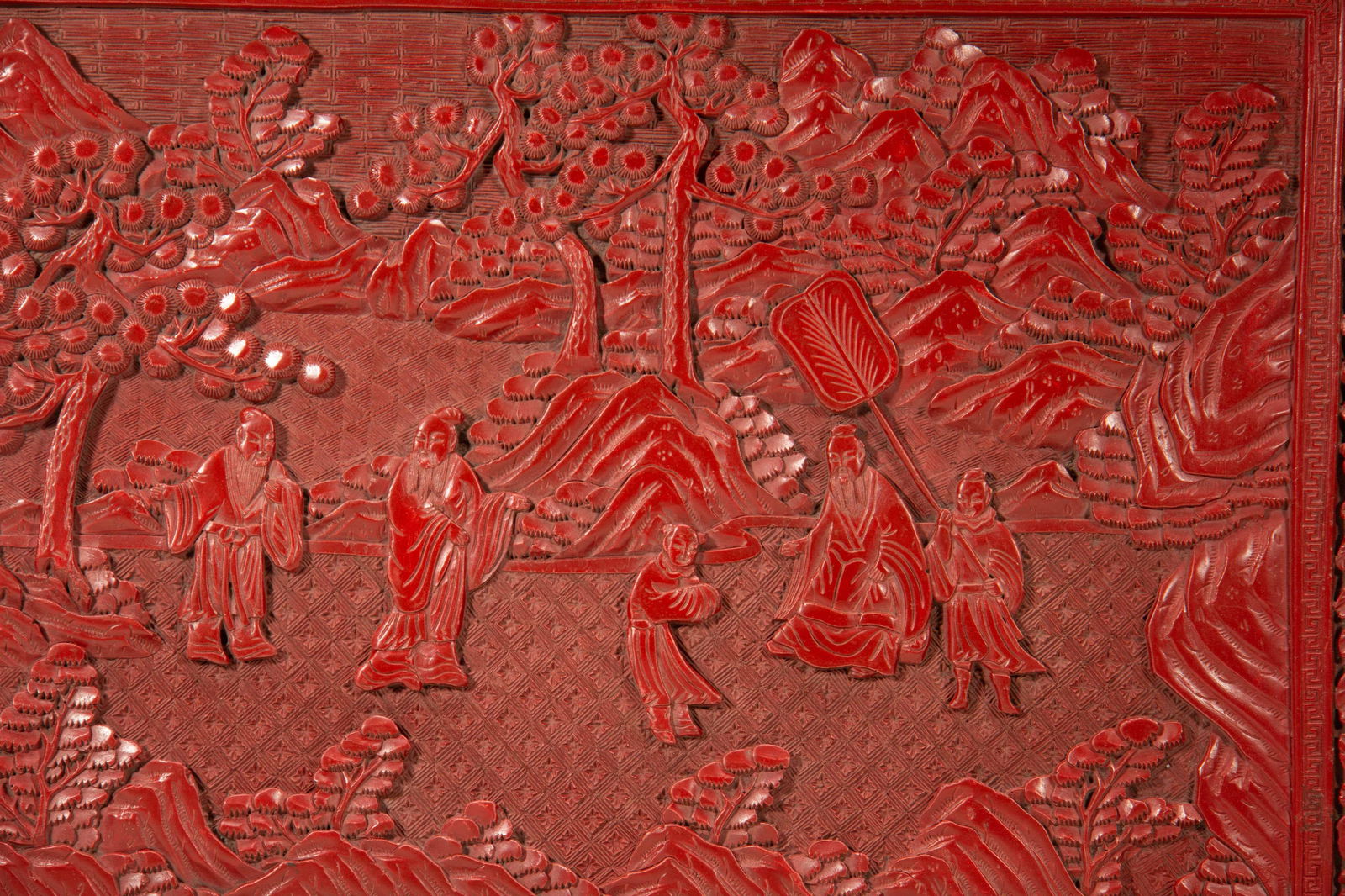 A CARVED CINNABAR LACQUER RECTANGULAR TRAY - 3
