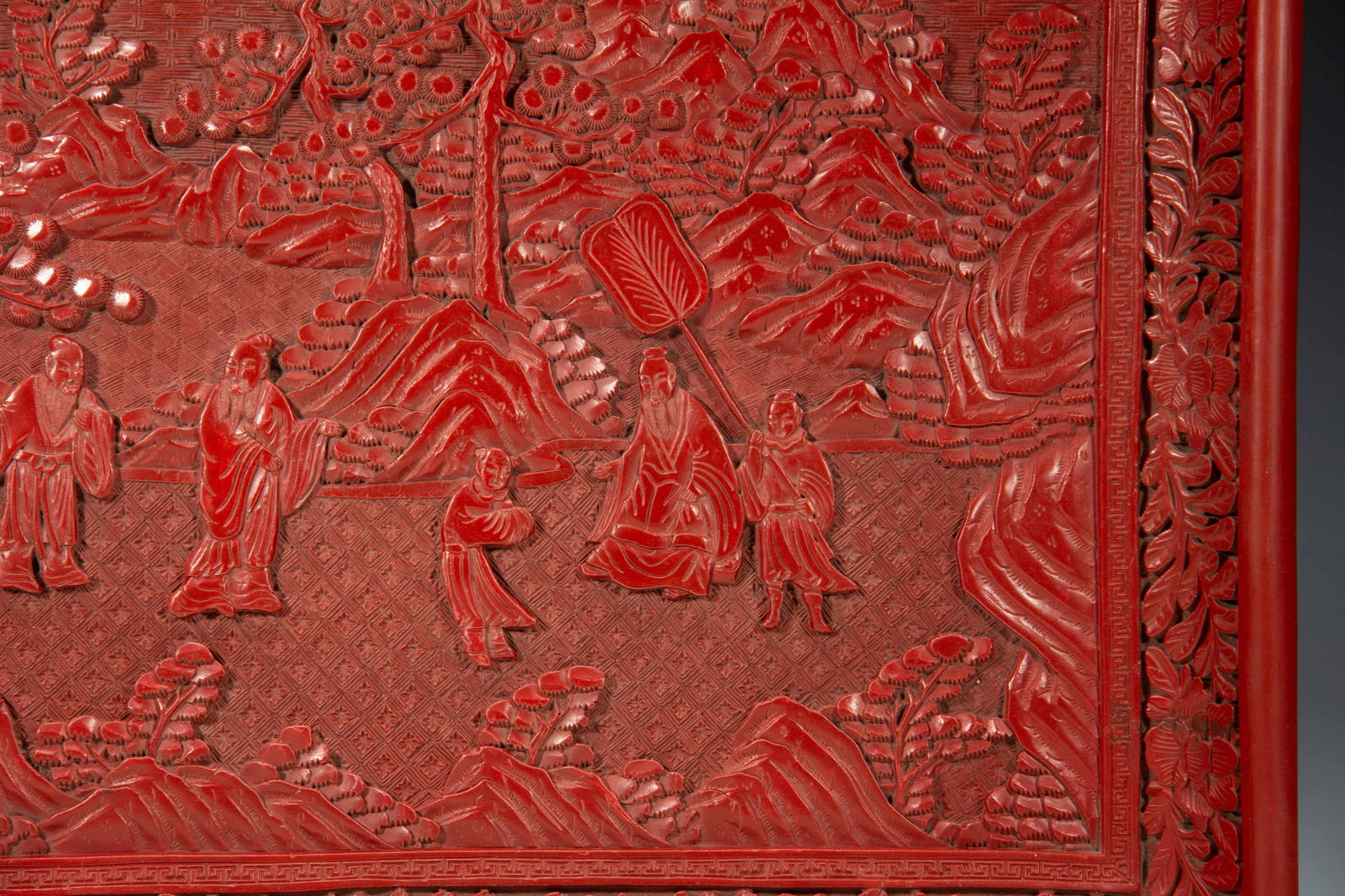 A CARVED CINNABAR LACQUER RECTANGULAR TRAY - 4