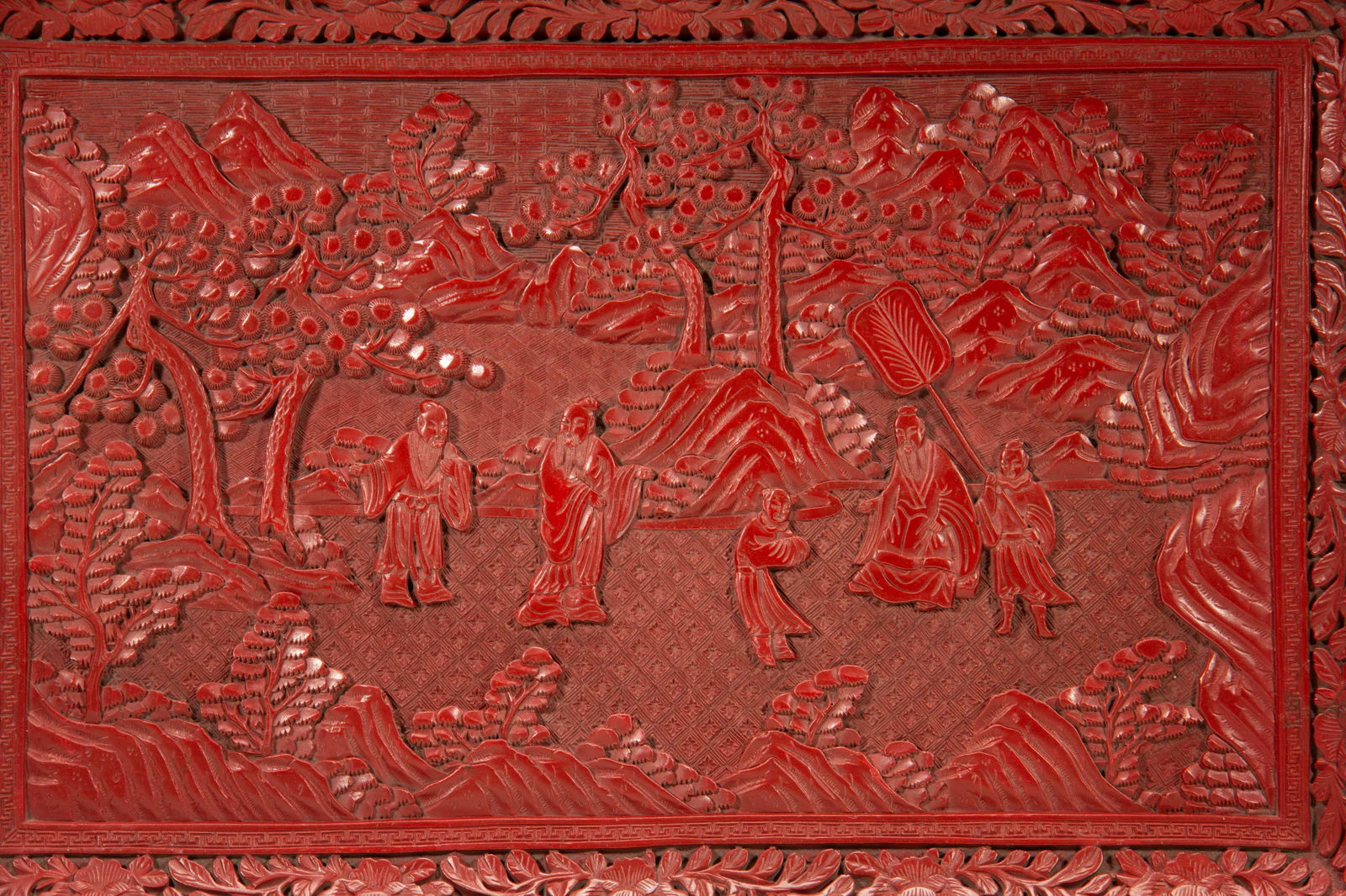 A CARVED CINNABAR LACQUER RECTANGULAR TRAY - 5