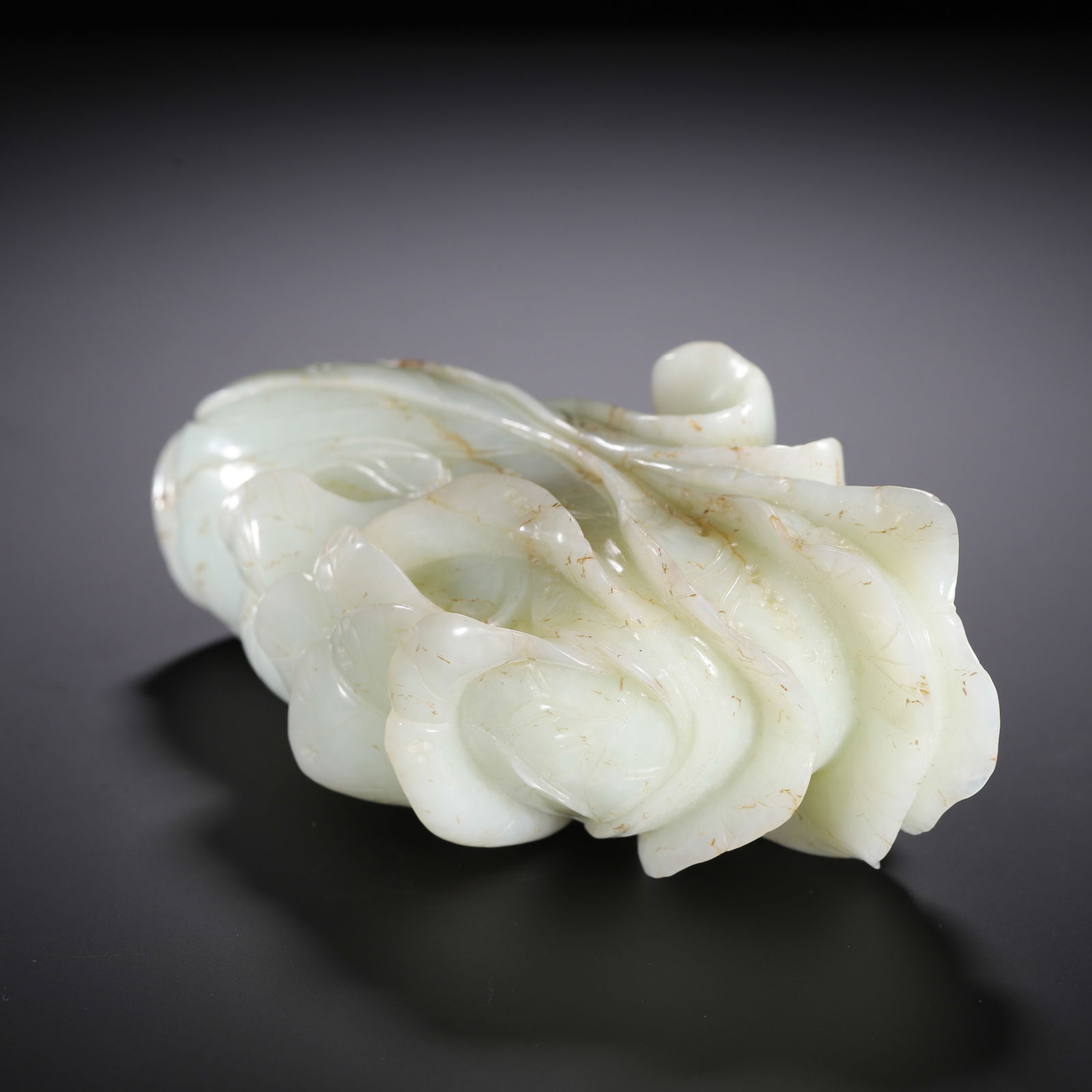 A CARVED WHITE JADE CHINESE CABBAGE PAK CHOI - 5