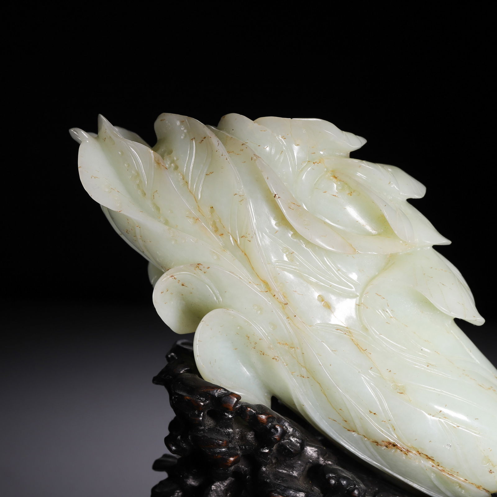 A CARVED WHITE JADE CHINESE CABBAGE PAK CHOI - 7