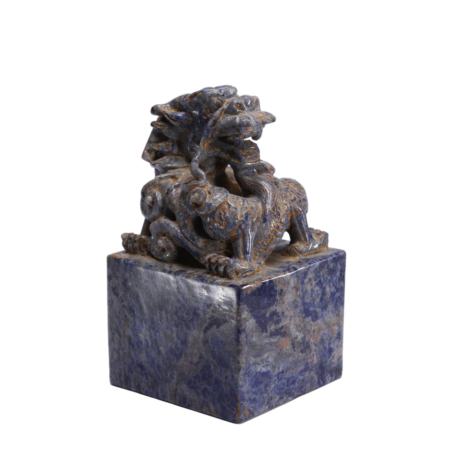 A CARVED LAPIS DRAGON SEAL (1 of 9)