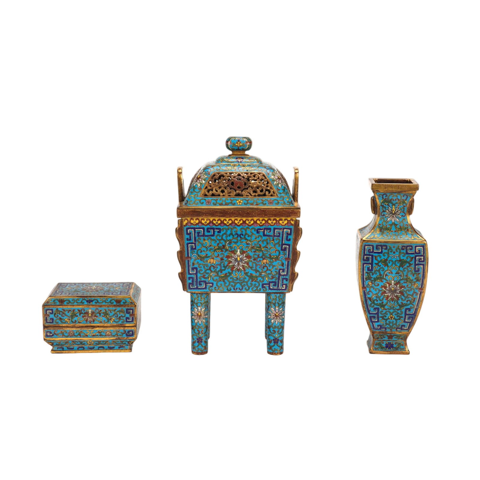 A SET OF CLOISONNE ENAMEL INCENSE TOOLS (1 of 6)
