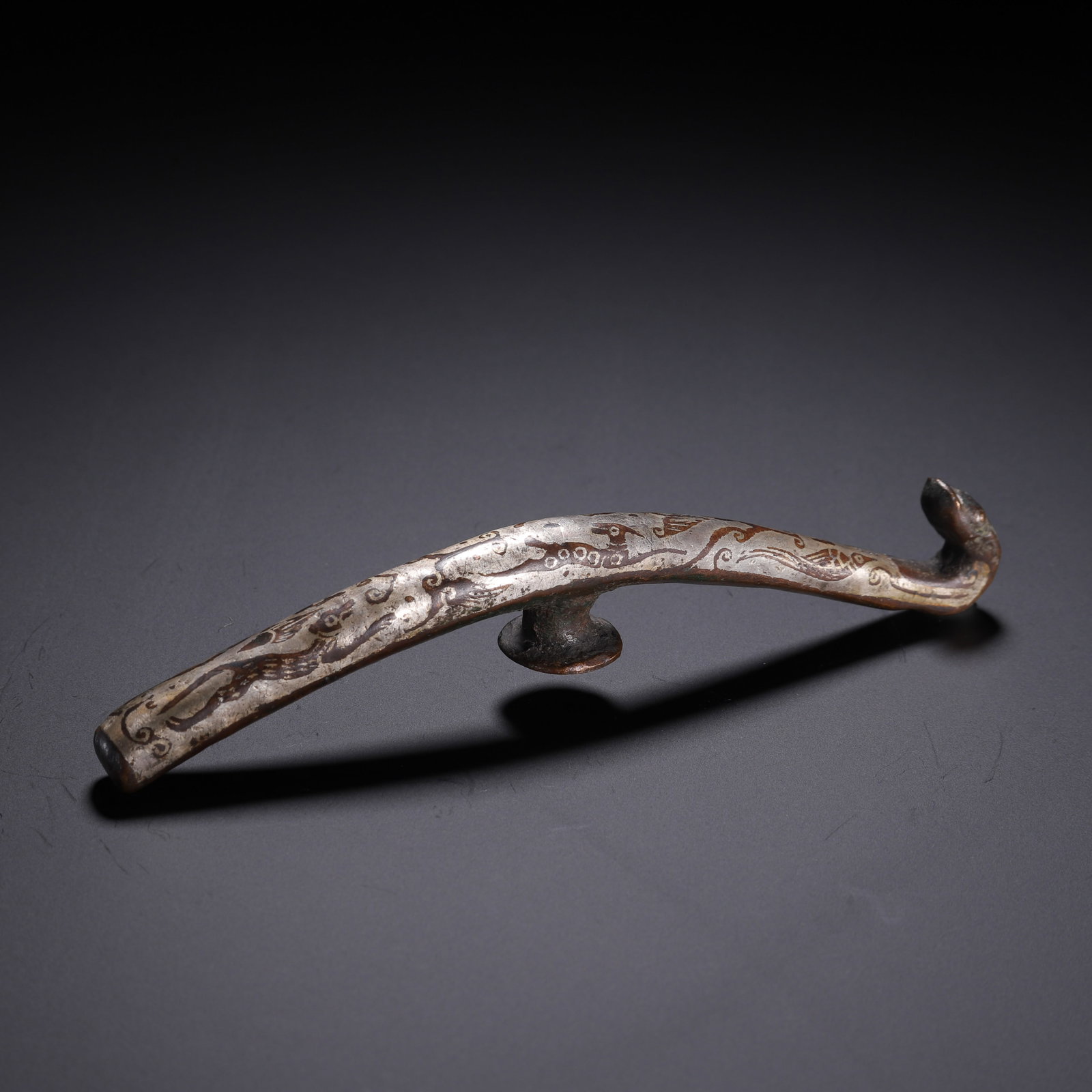 Chinese Silver-Inlaid Bronze Belt Hook (1 of 9)