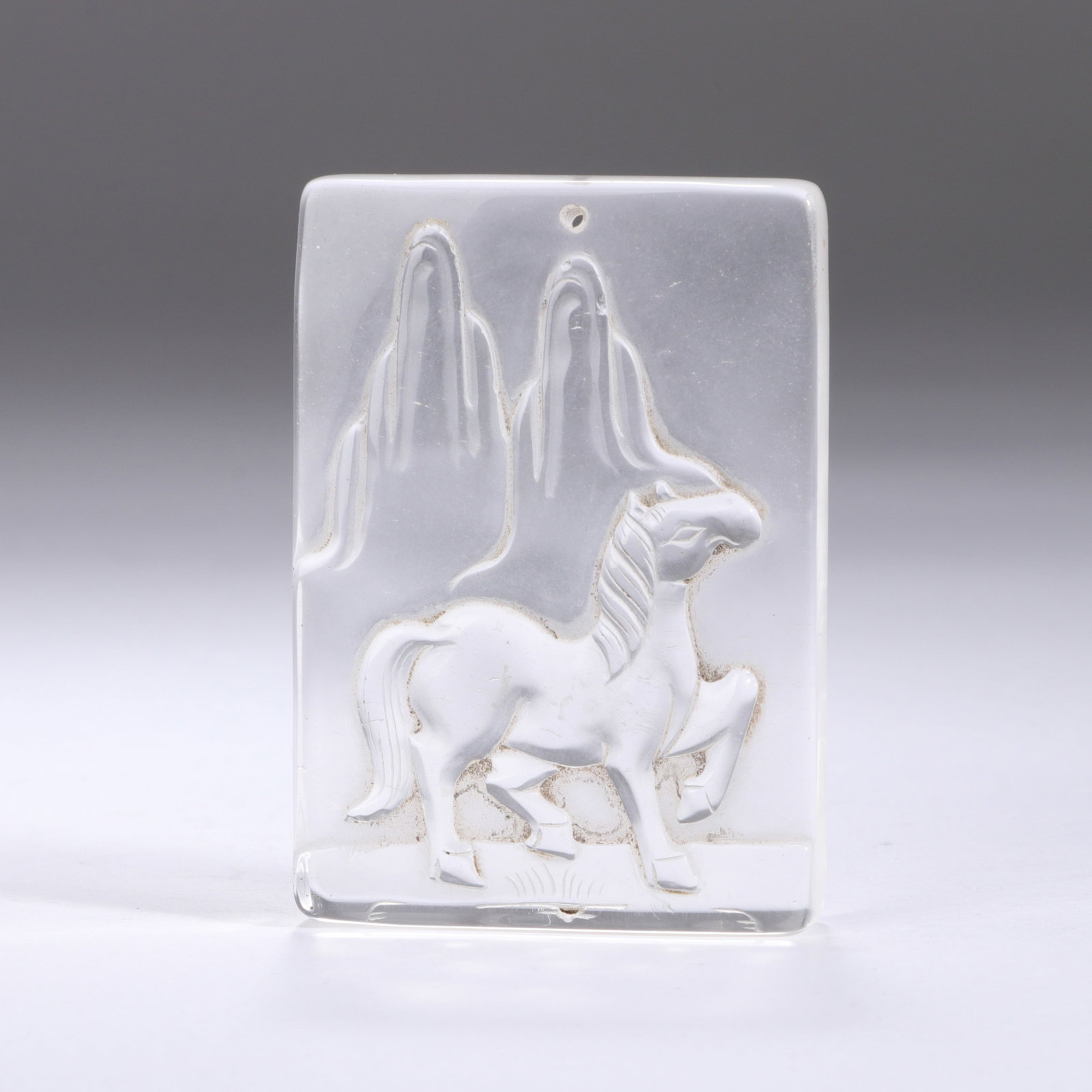 A Chinese Rock Crystal Plaque with Horse Carving (1 of 7)