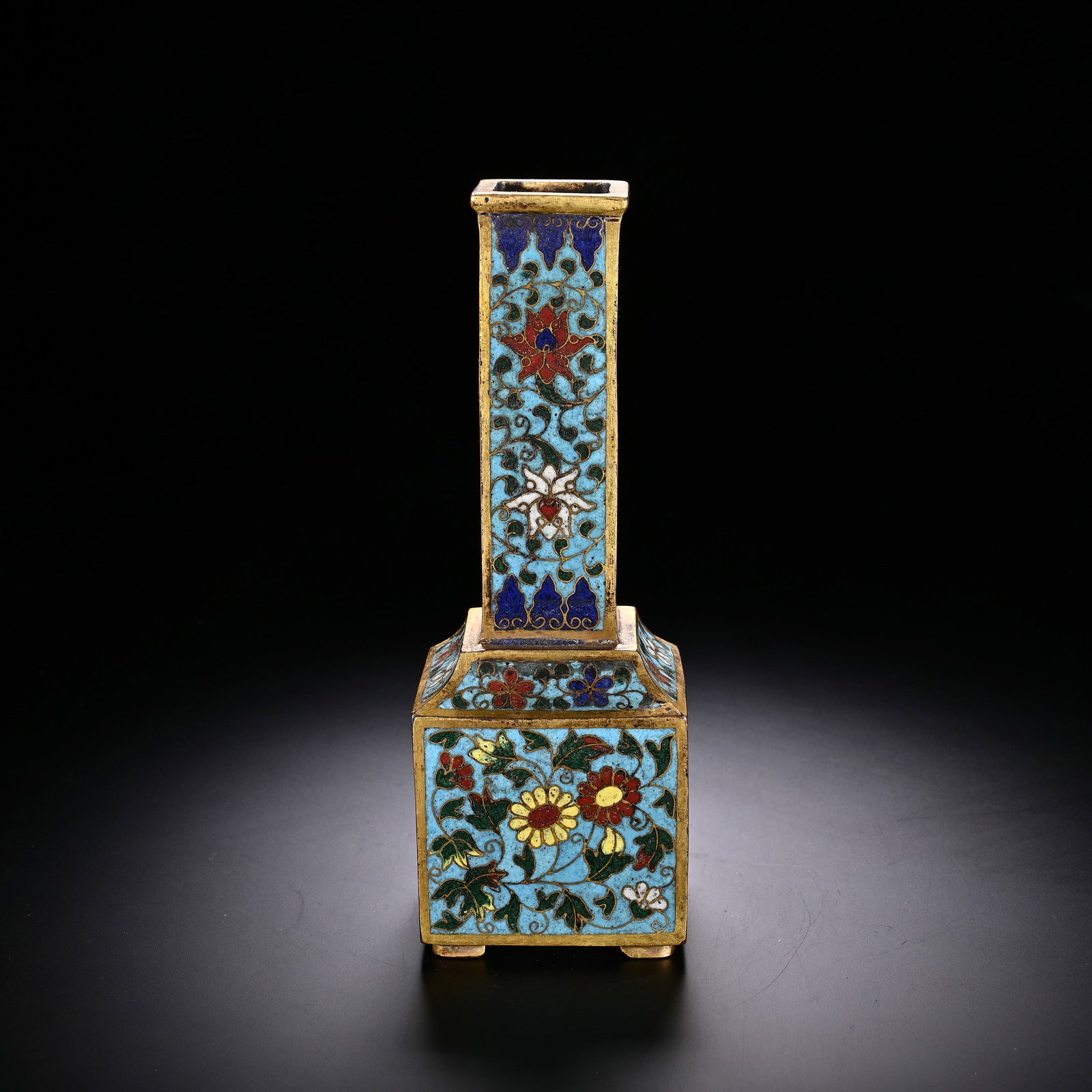 A Chinese Cloisonné Enamel Floral Square Vase (1 of 6)