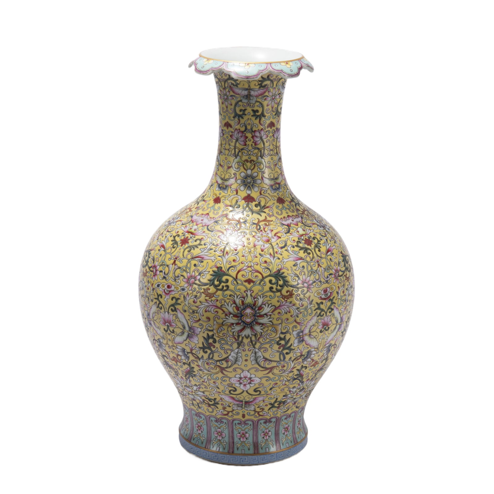 A YELLOW GLAZE ENTWINE BRANCHES LOTUS VASE (1 of 9)