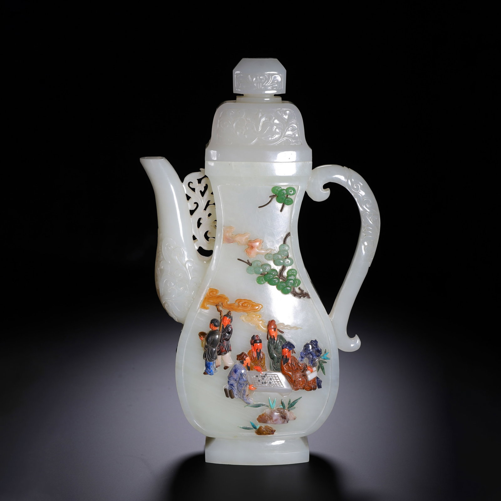 Chinese White Jade Precious-Stone Inset Ewer (1 of 9)