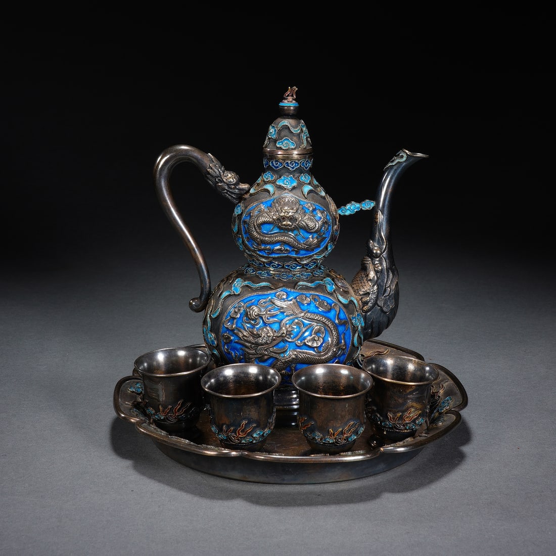 Chinese Silver Enamel Wine Set (1 of 8)