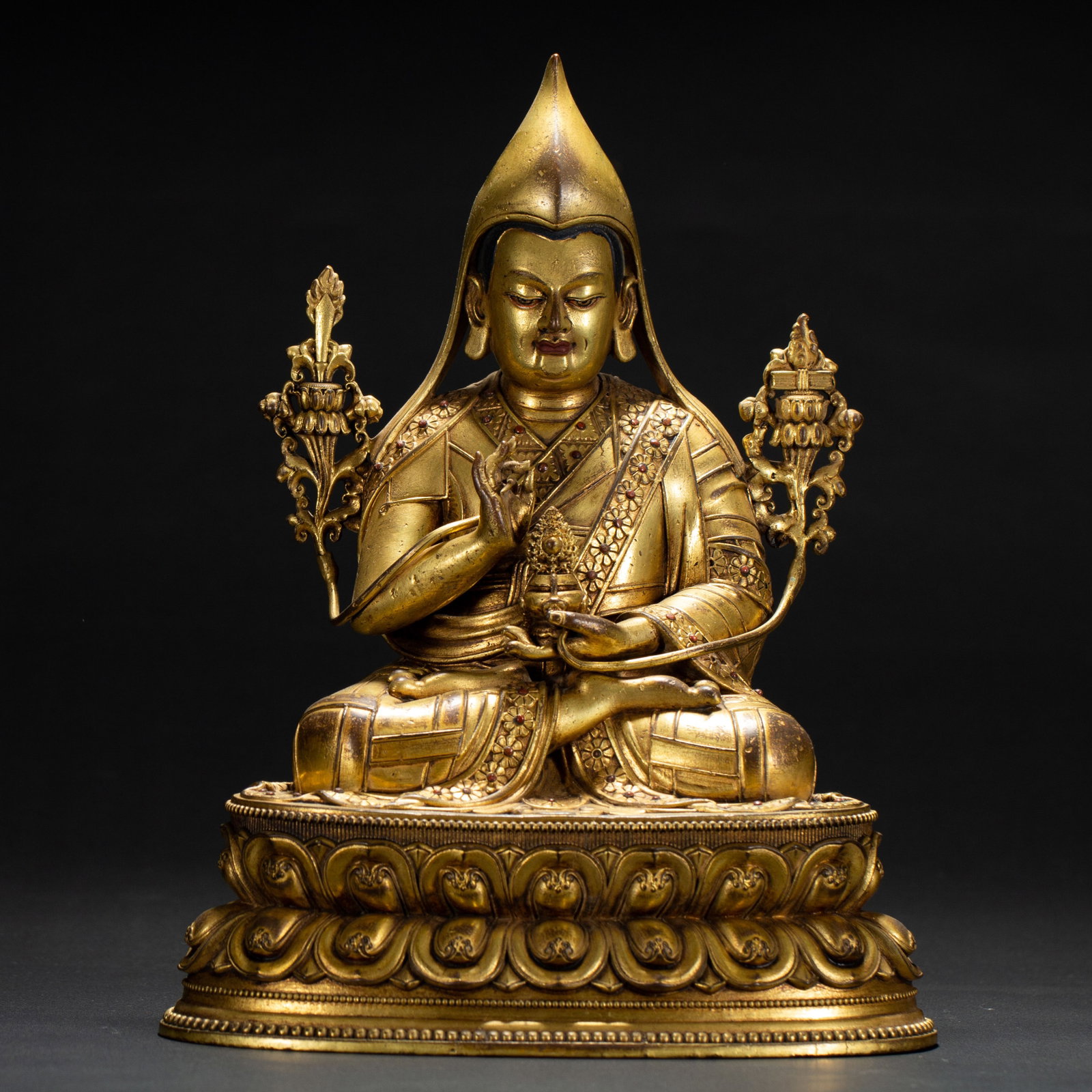 Chinese Gilt Copper Tsongkhapa Statue (1 of 9)