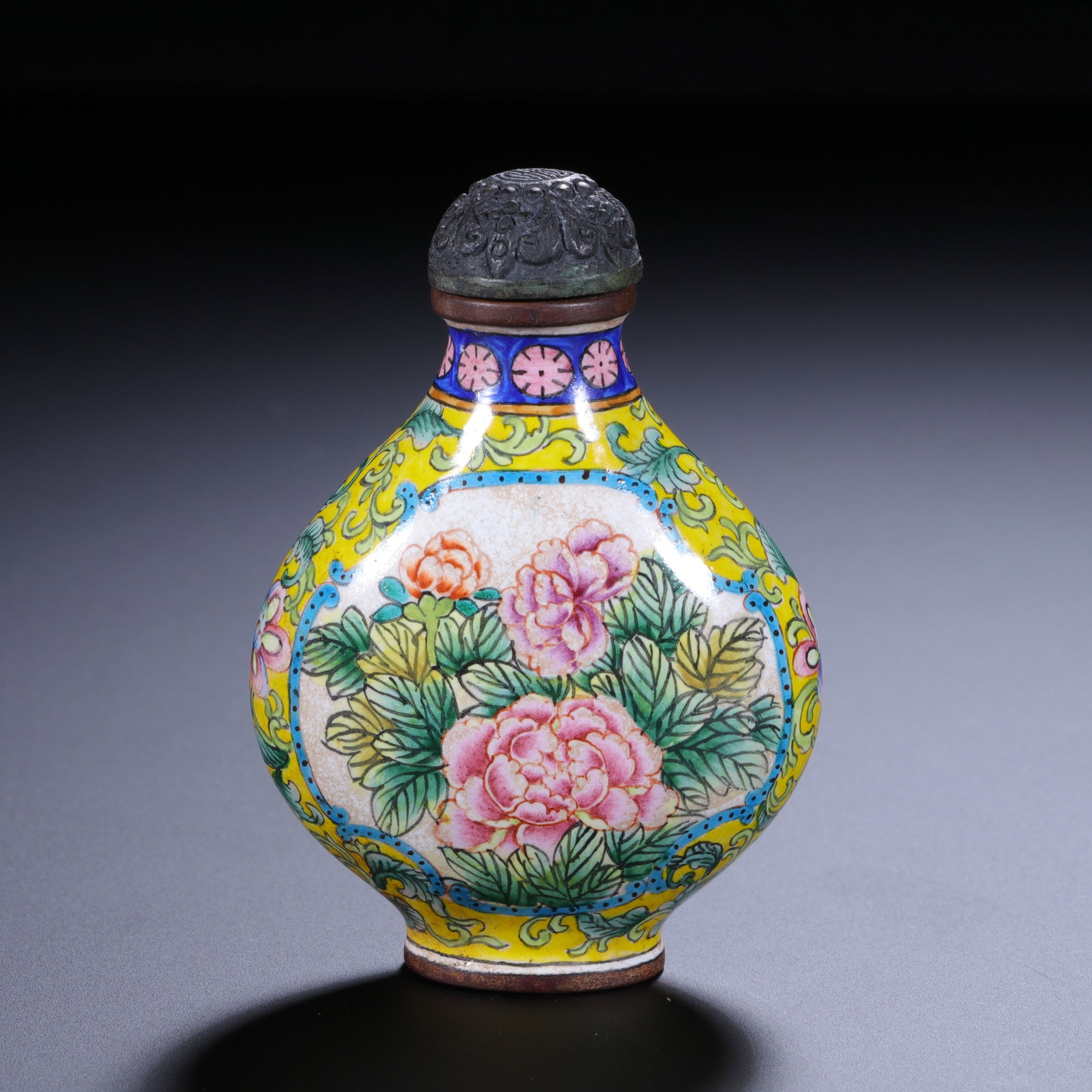 A Chinese Copper Painted Enamel Floral Snuff Bottle (1 of 6)