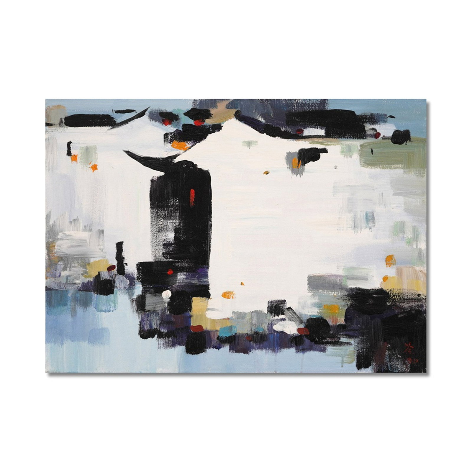 WU GUANZHONG (1919-2010), ATTRIBUTED TO, OIL ON CANVAS: WU GUANZHONG (1919-2010), ATTRIBUTED TO, OIL ON CANVAS Signed (lower right) Image Dimensions: 27 1/2 x 19 5/8 in (70 x 50 cm) This oil on canvas exemplifies the mature visual language of Wu Guanzhong,