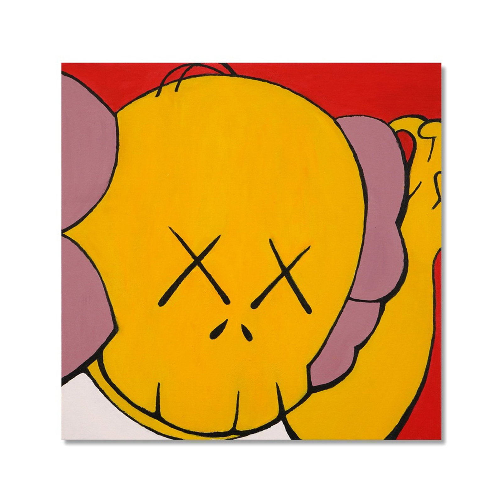 KAWS (B.1974), ATTRIBUTED TO, ACRYLIC ON CANVAS: KAWS (B.1974), ATTRIBUTED TO, ACRYLIC ON CANVAS Signed (verso) Image Dimensions: 23 5/8 x 23 5/8 in (60 x 60 cm) Born in 1974 in New Jersey, Brian Donnelly known professionally as KAWS is one of the m