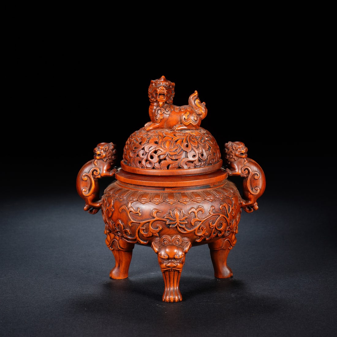 Chinese Bamboo Root Tripod Censer with Foo Lions (1 of 8)