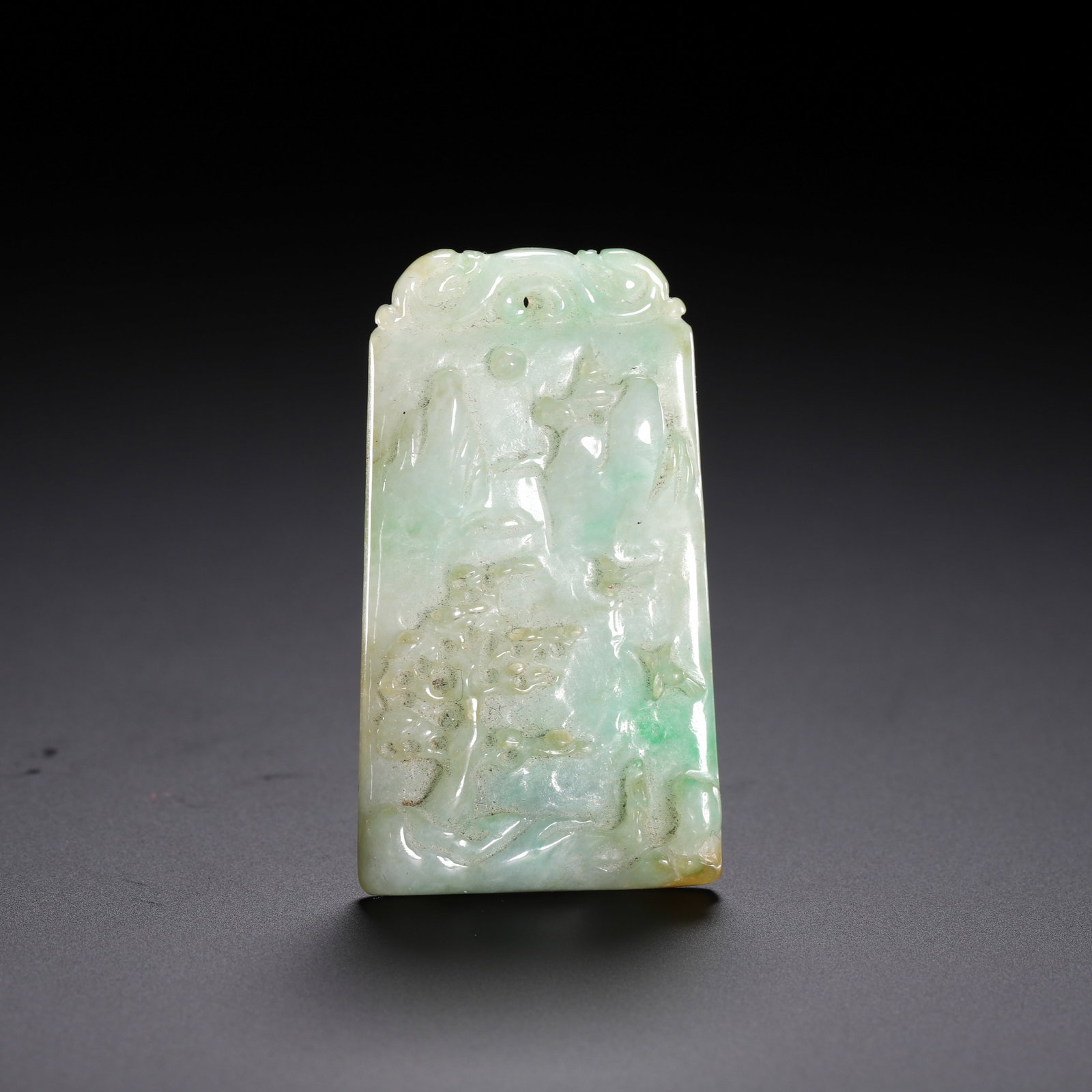 A Chinese Carved Jadeite Landscape Pendant (1 of 9)