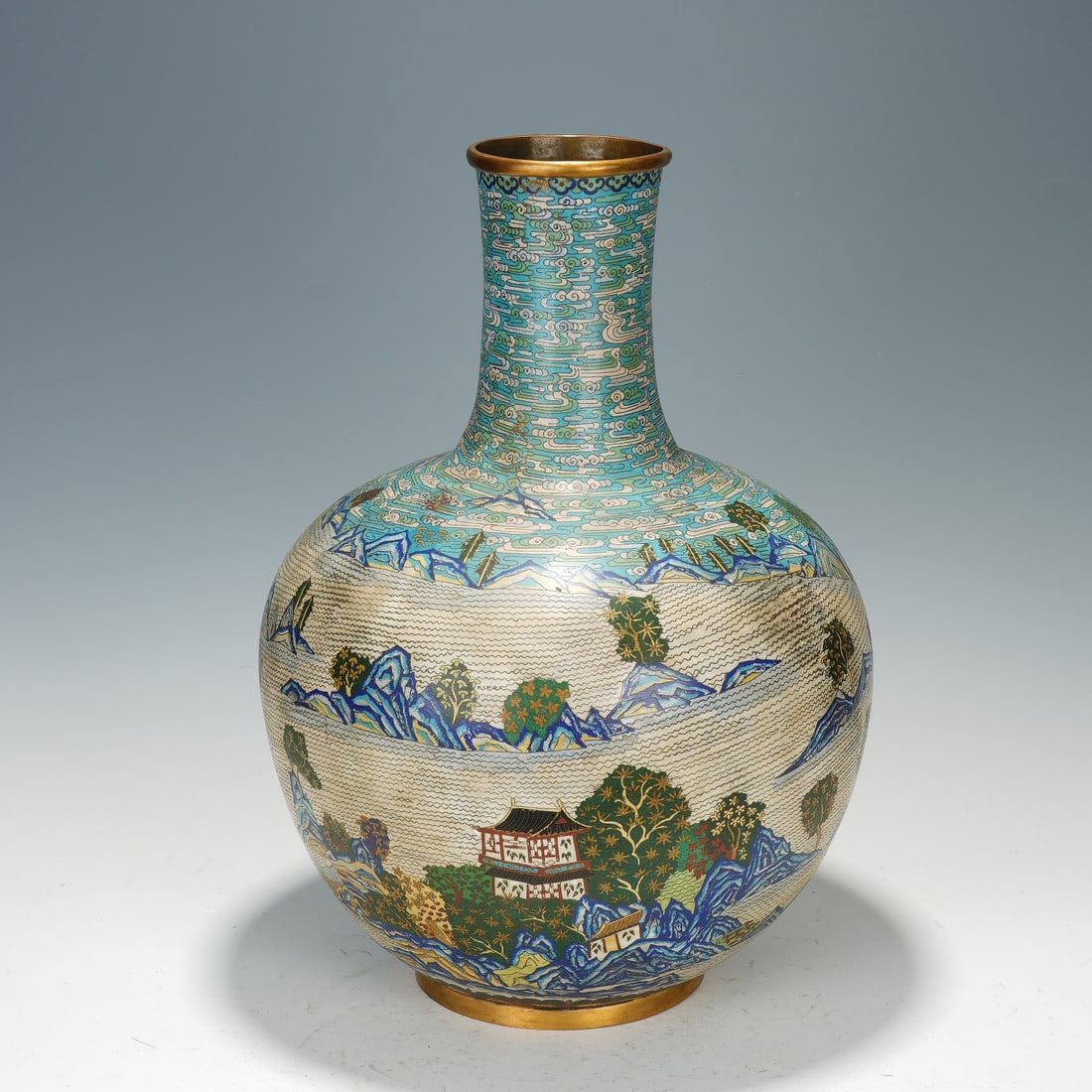 Chinese Cloisonné Enamel Landscape Tianqiu Vase (1 of 12)