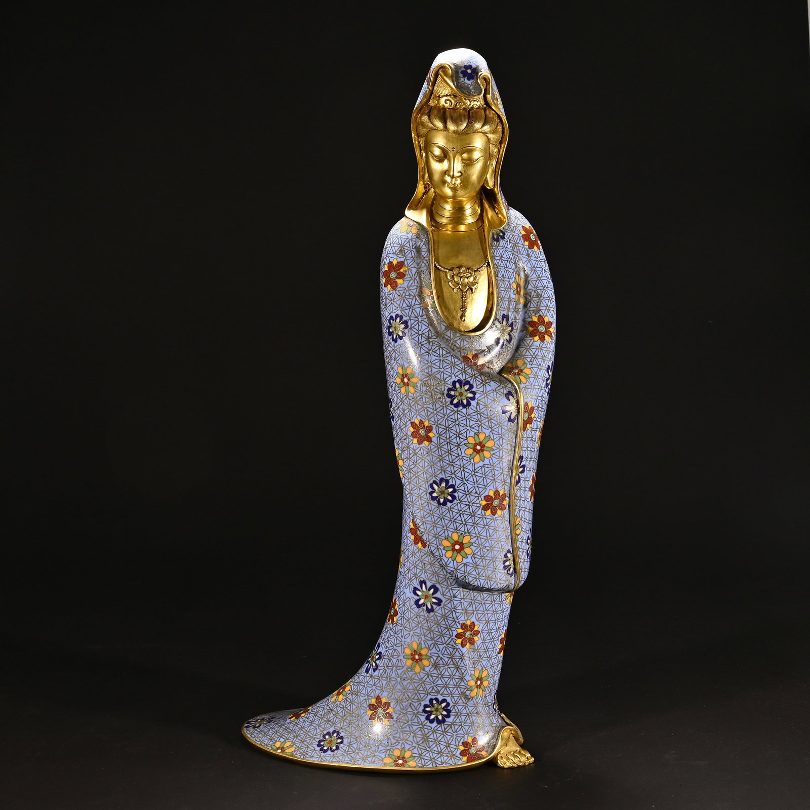 A Chinese Gilt-Bronze Cloisonne Enamel Standing Guanyin (1 of 9)