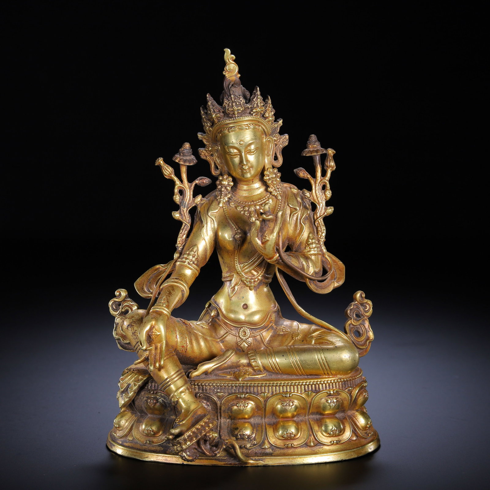 Chinese Gilt Bronze Seated Tara Statue (1 of 9)