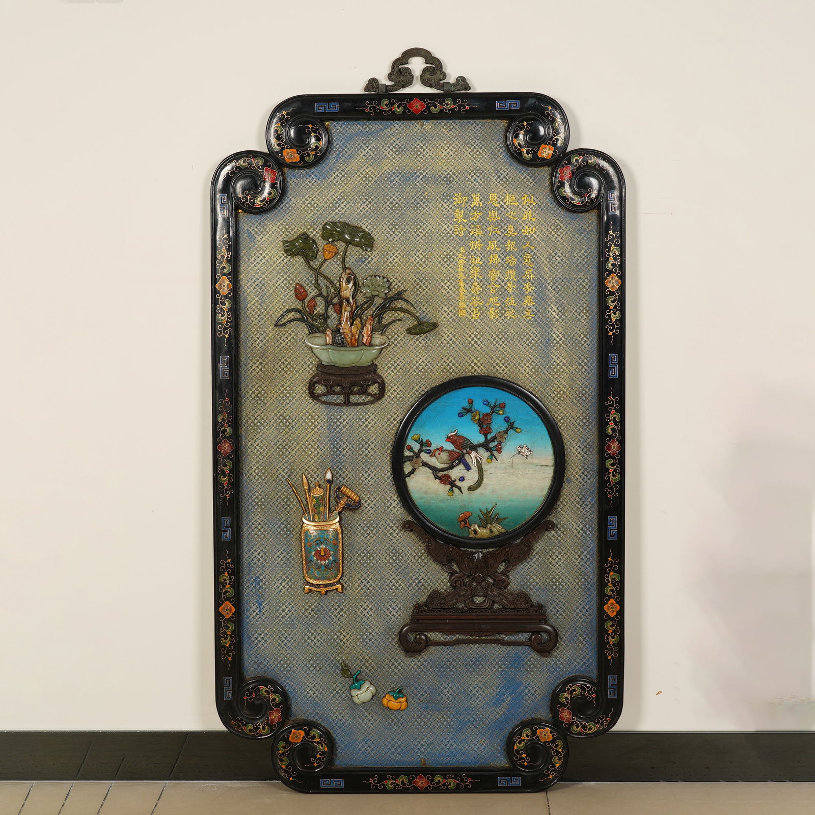 Chinese Precious Stone Inlaid "Bogu" Hanging Screen (1 of 6)