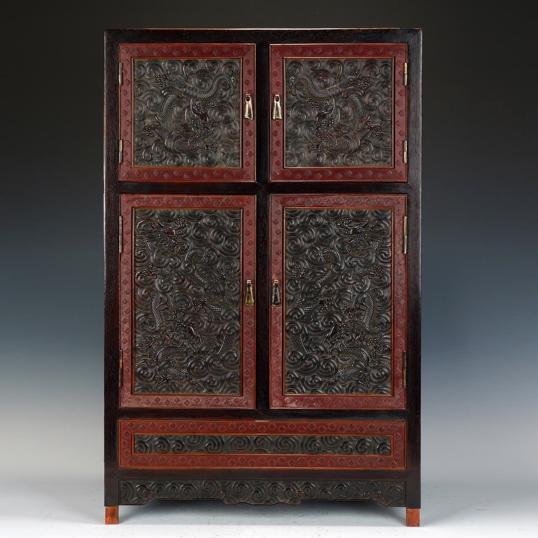 Chinese Zitan & Nanmu Cloud-and-Dragon Cabinet (1 of 9)