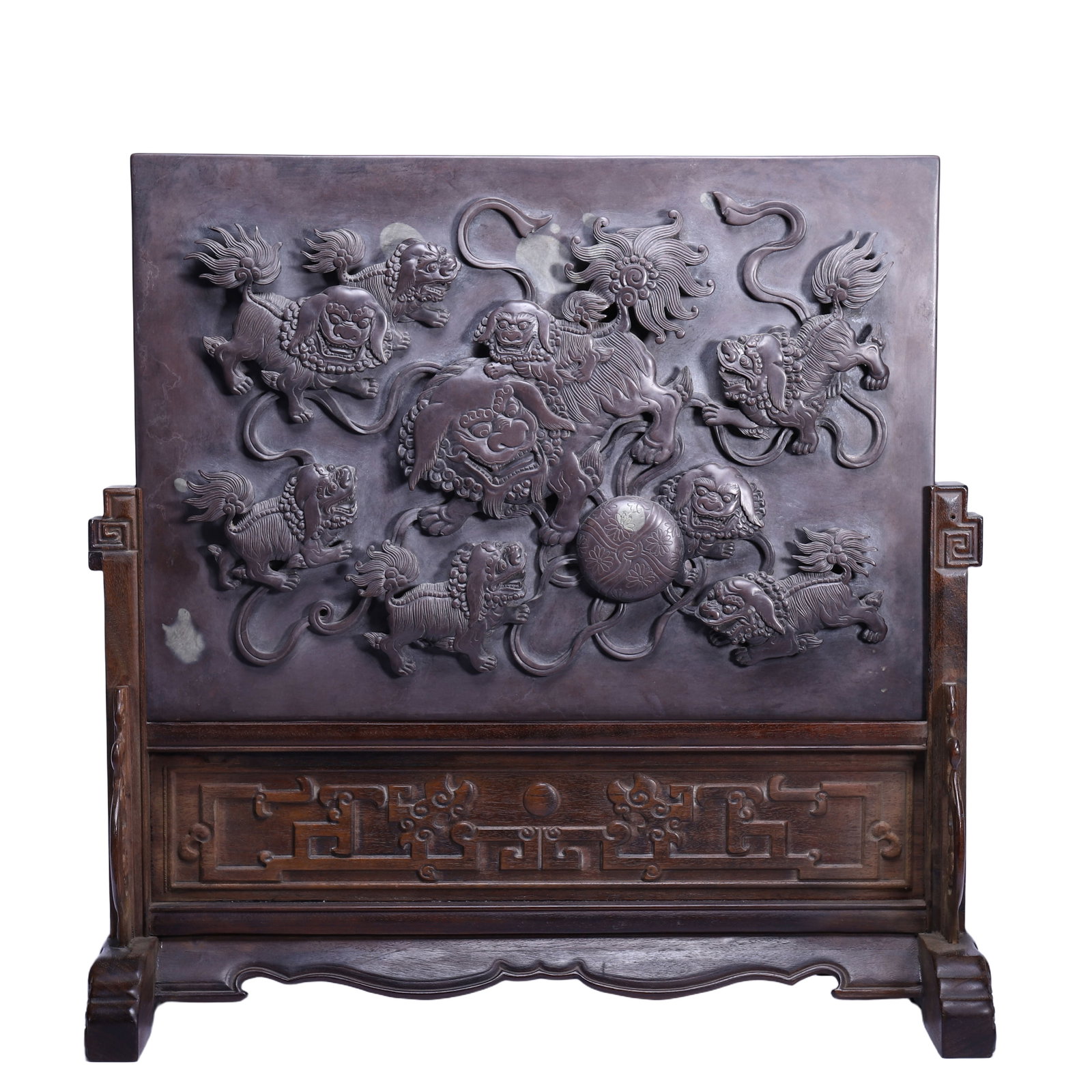 A Chinese Qiyang Stone Lion Screen (1 of 9)