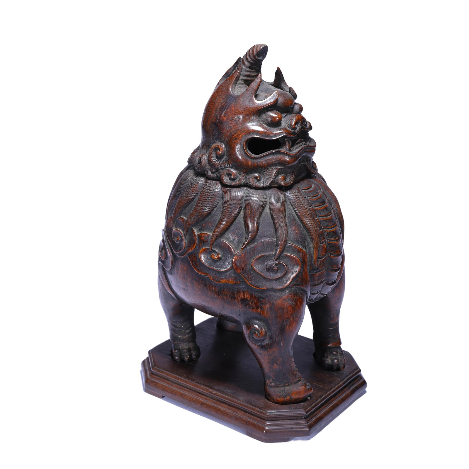 Chinese Bamboo-Carved Mythical Beast Incense Burner (1 of 9)