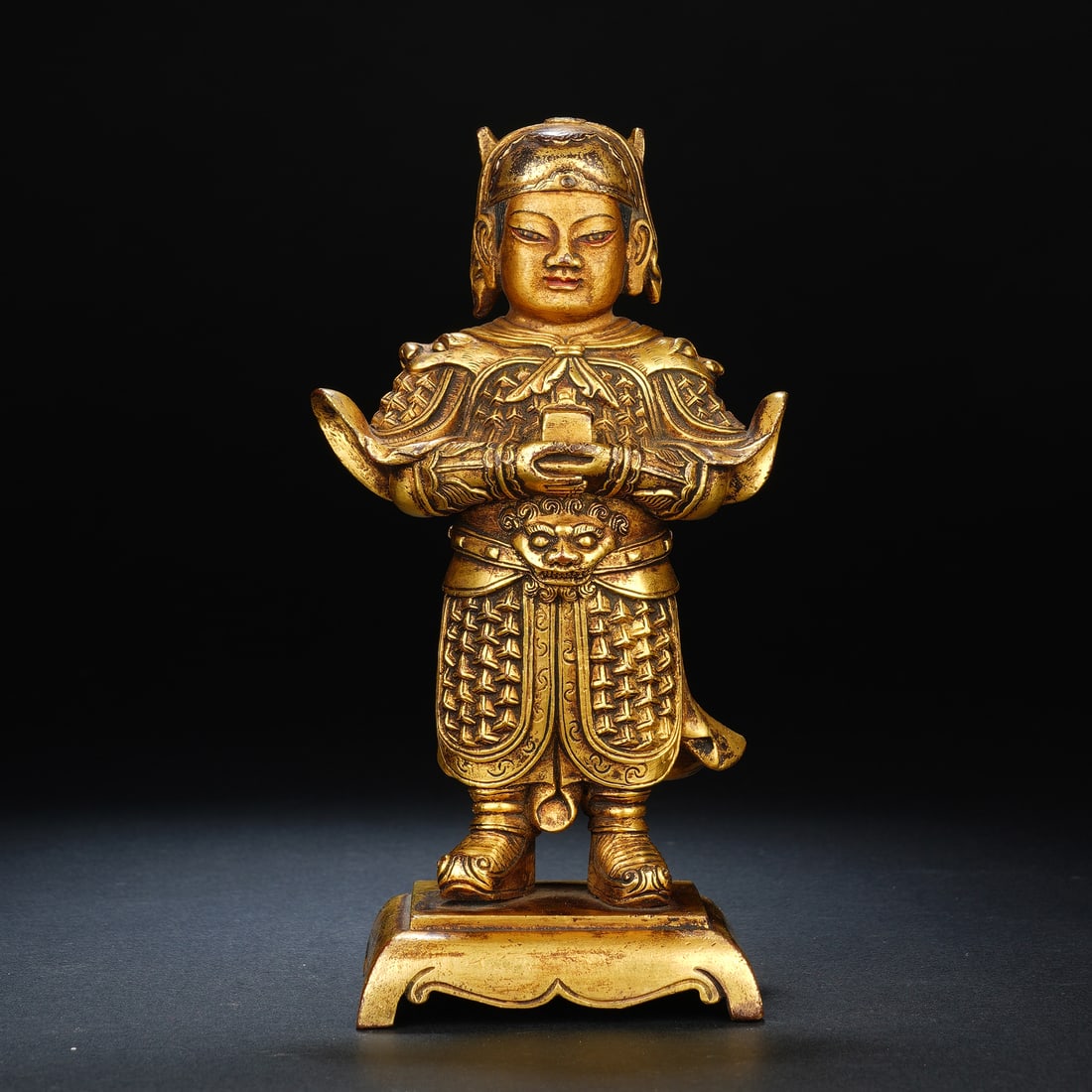 Chinese Gilt-Bronze Standing Heavenly King Statue (1 of 8)