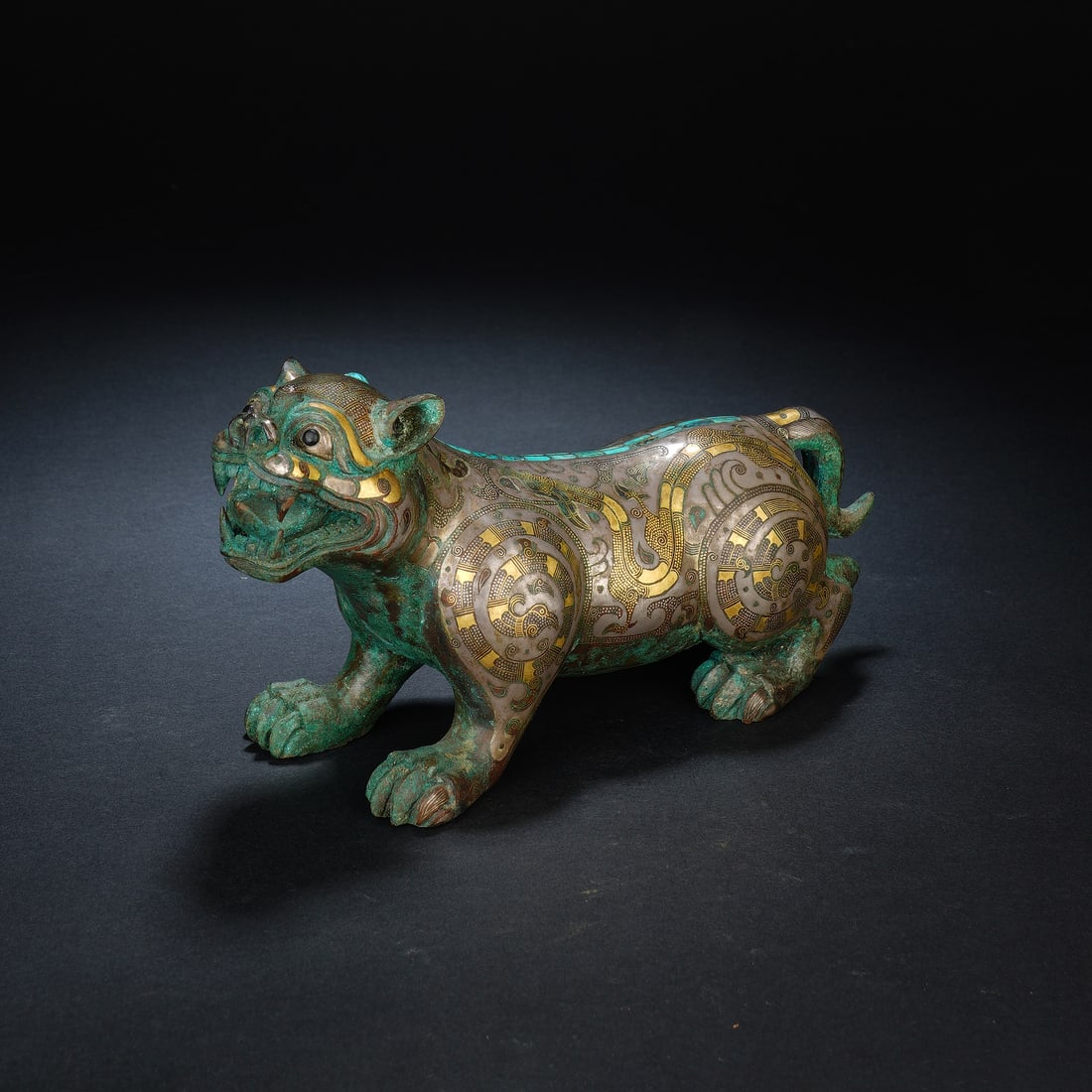 Chinese Bronze Gold and Silver Inlaid Tiger Figure (1 of 8)