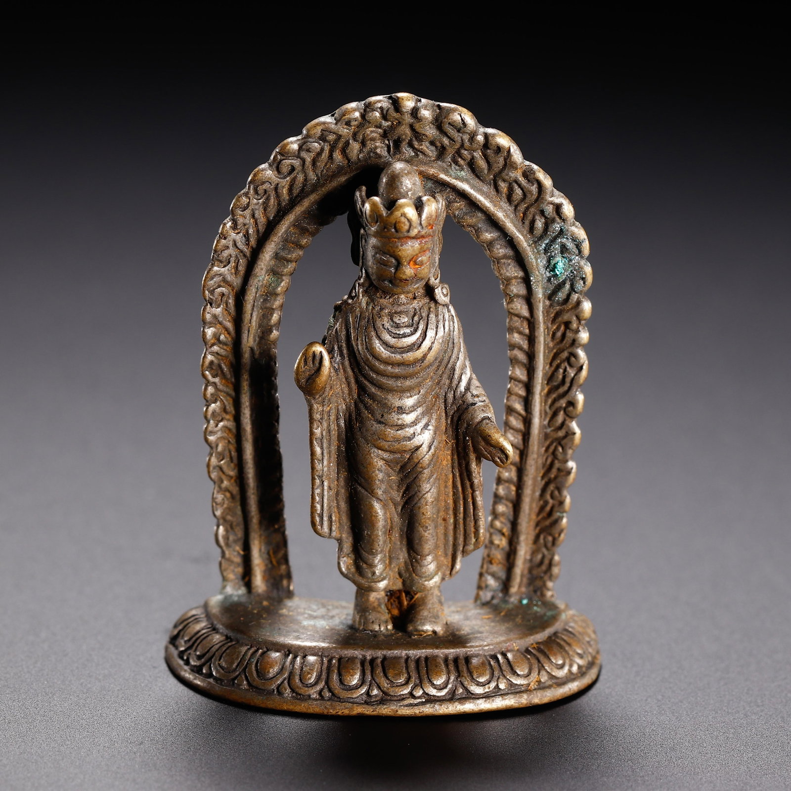 A Small Chinese Bronze Standing Buddha Statue (1 of 9)