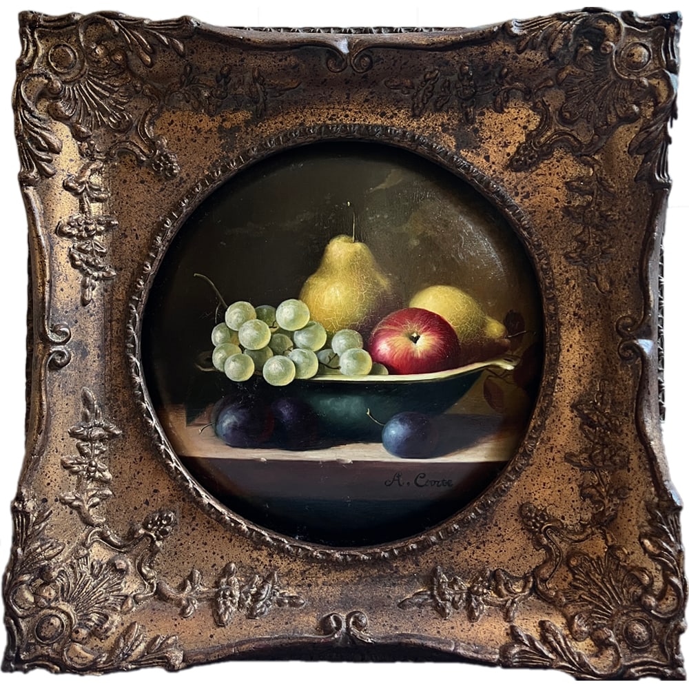 A BOWL OF PEARS, APPLE, GRAPEFRUITS AND PLUMS SIGNED ADRIAEN COORTE (1 of 3)