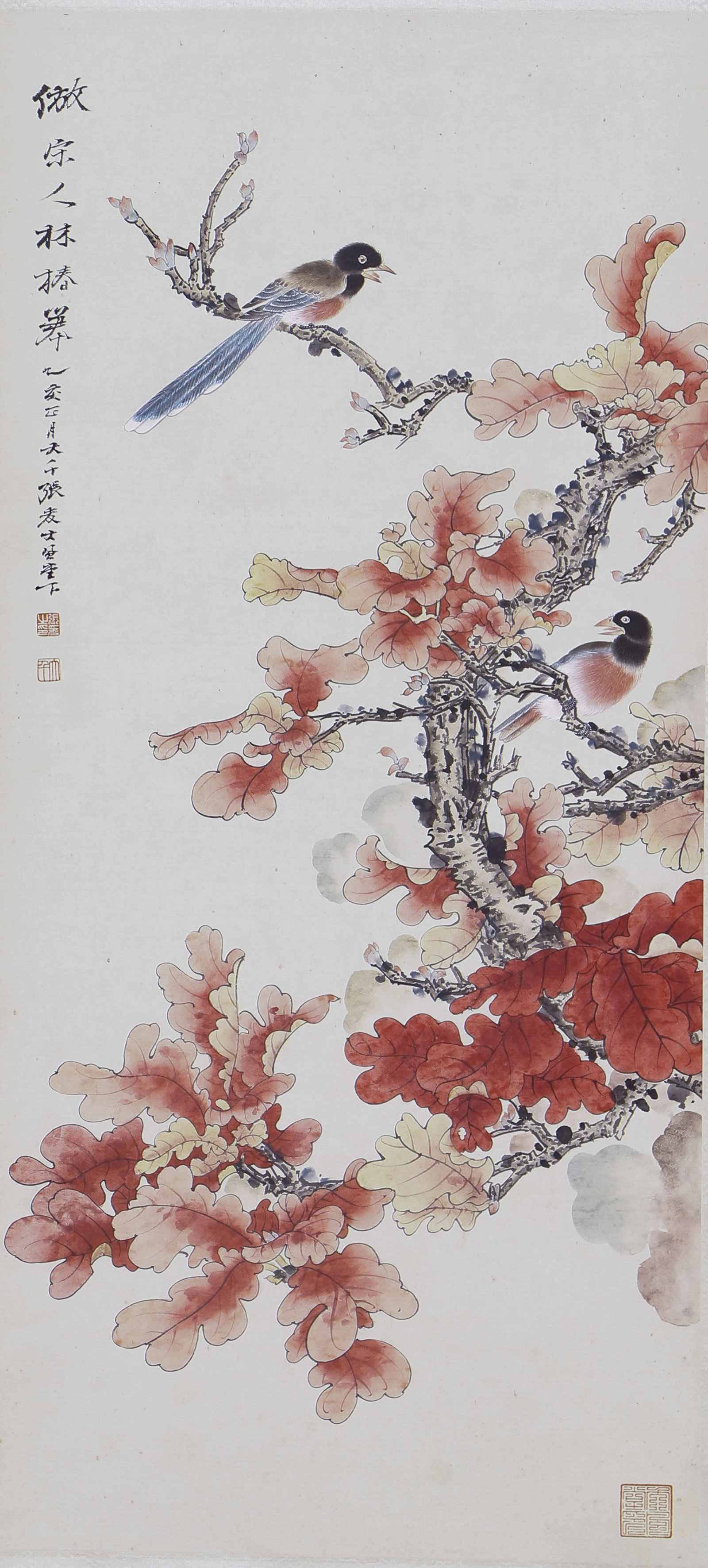 A CHINESE FLOWER-AND-BIRD PAINTING, SIGNED ZHANG DAQIAN (1 of 7)