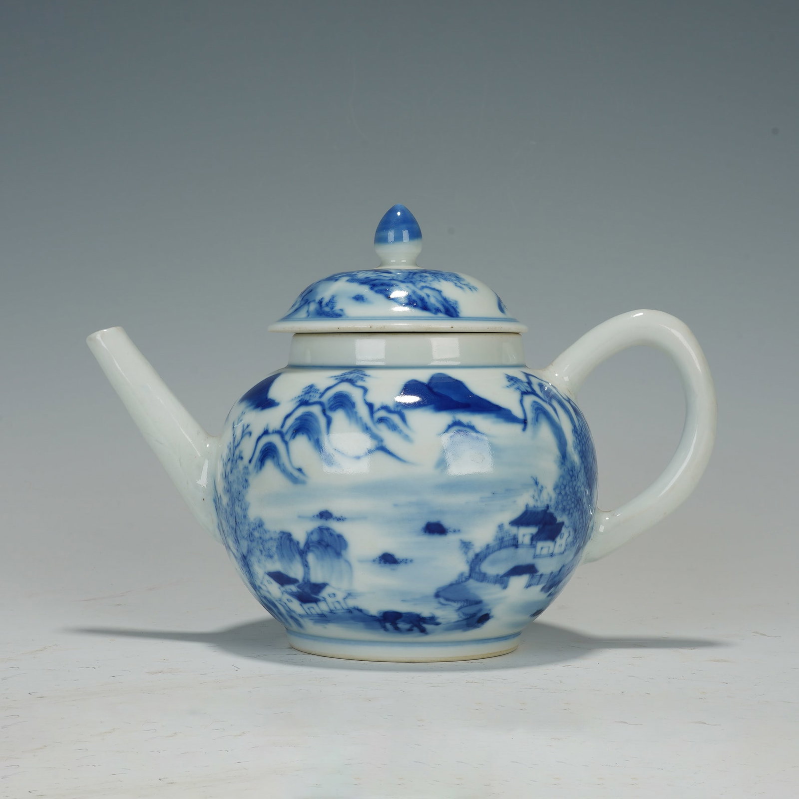 Chinese Blue and White Landscape Teapot (1 of 7)