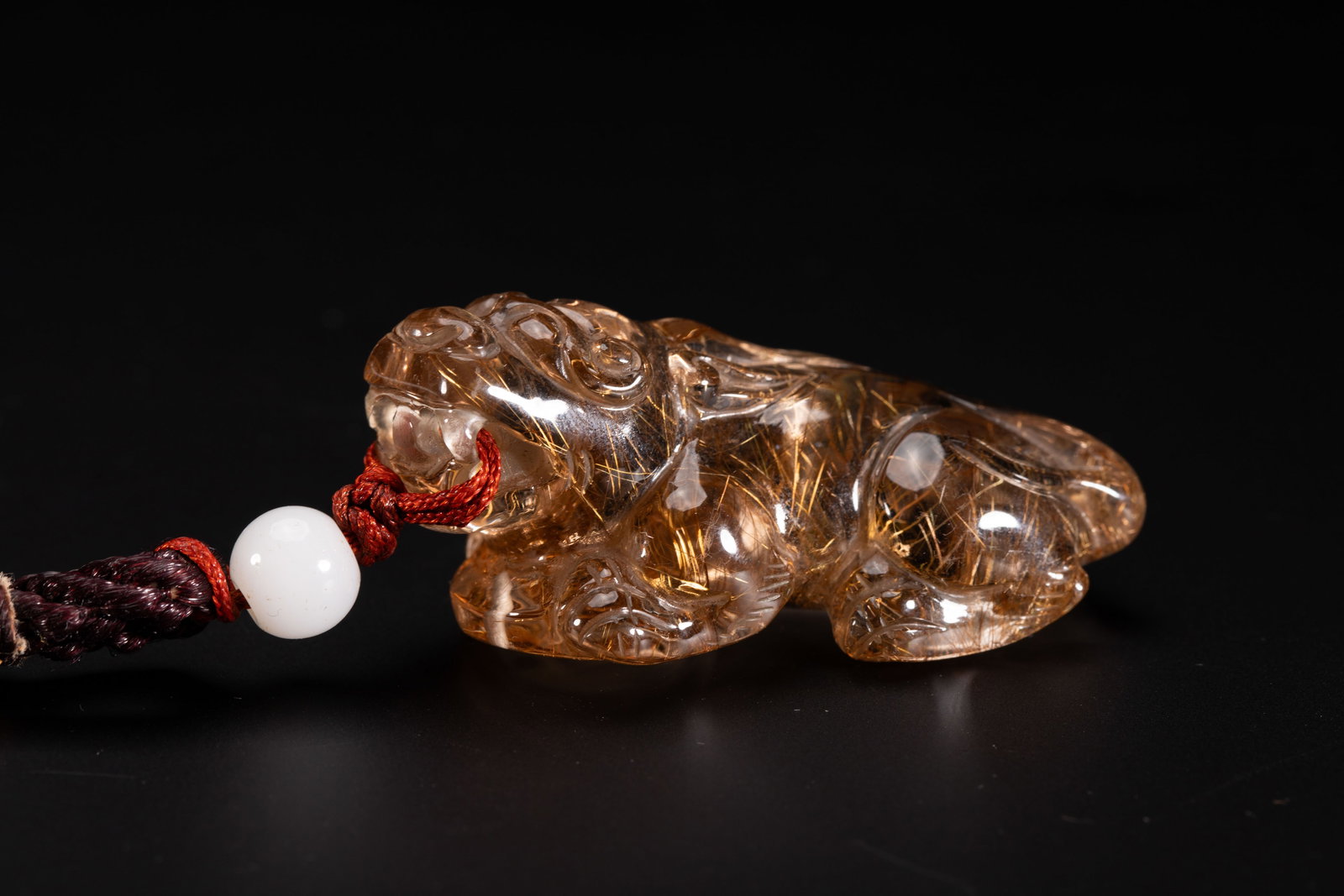 Chinese Rutilated Quartz Carved Mythical Beast Pendant (1 of 7)