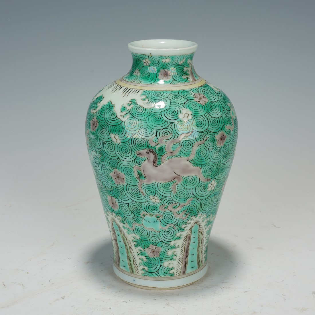 Chinese Green-Glazed Meiping Vase with Horse Motif (1 of 8)