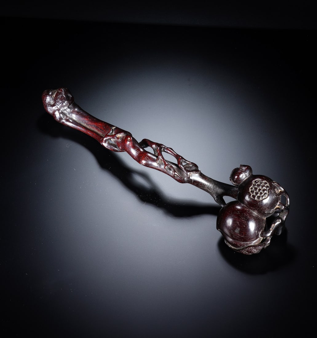 Chinese Zitan Wood Ruyi Scepter (1 of 10)