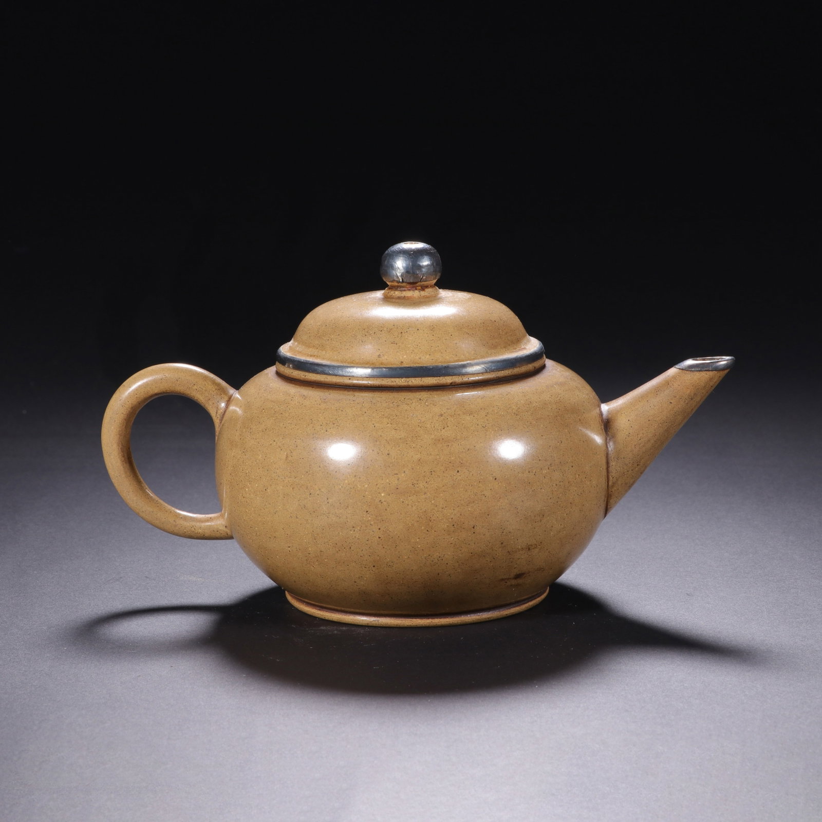 A Chinese Yixing Zisha Teapot with Silver Mounts (1 of 9)