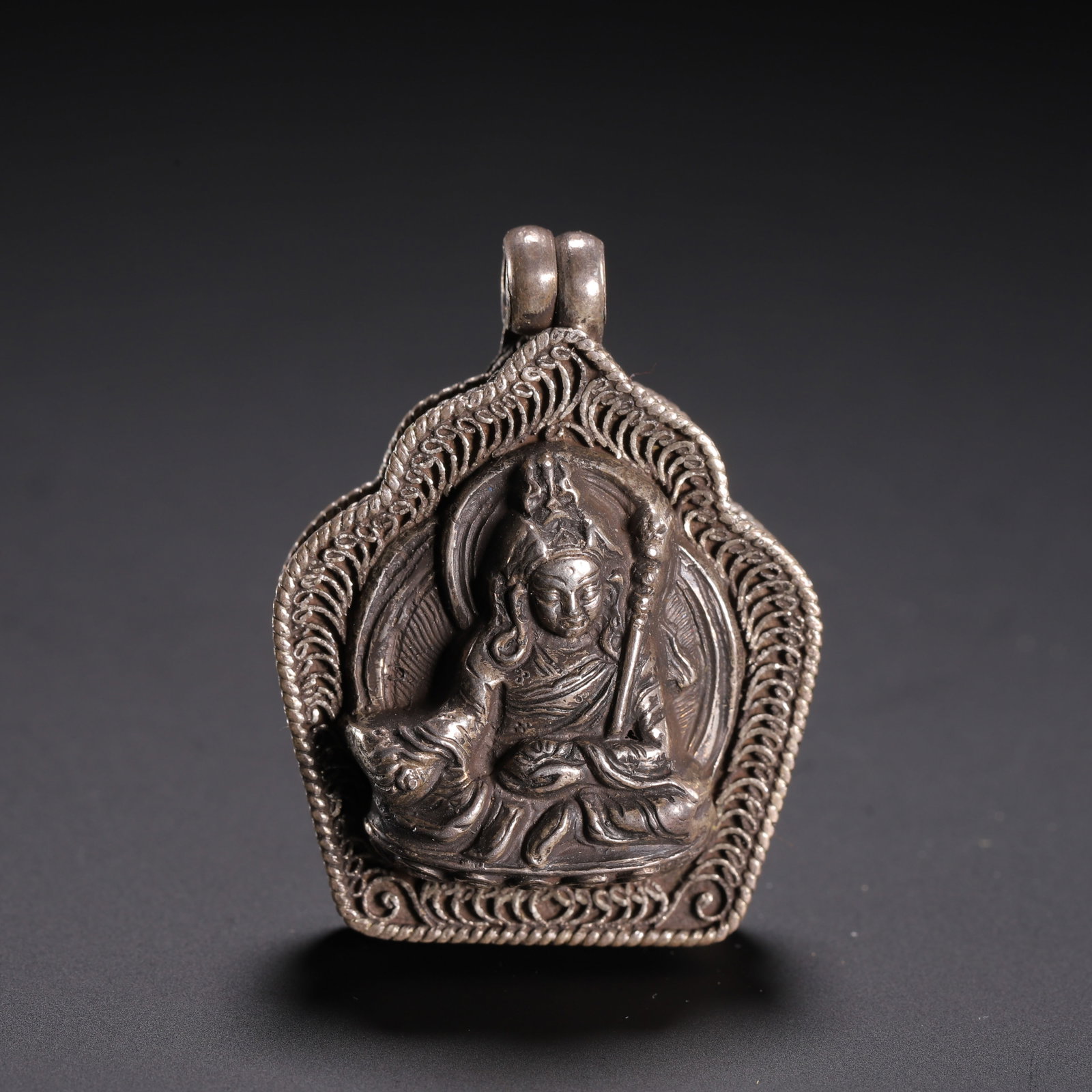 Chinese Tibetan Silver Guru Rinpoche Gau Pendant (1 of 9)