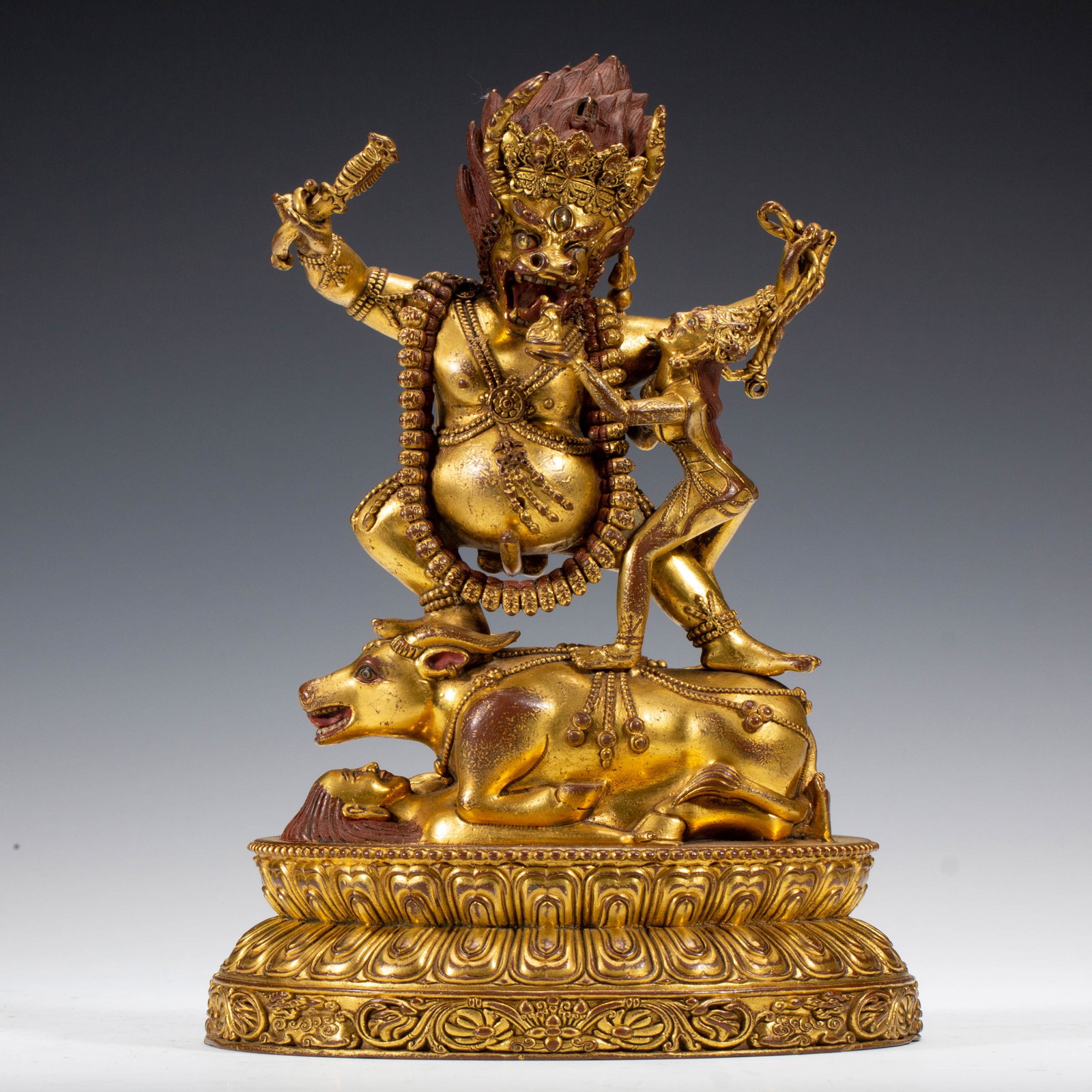 Chinese Gilt Copper Yama Statue (1 of 10)