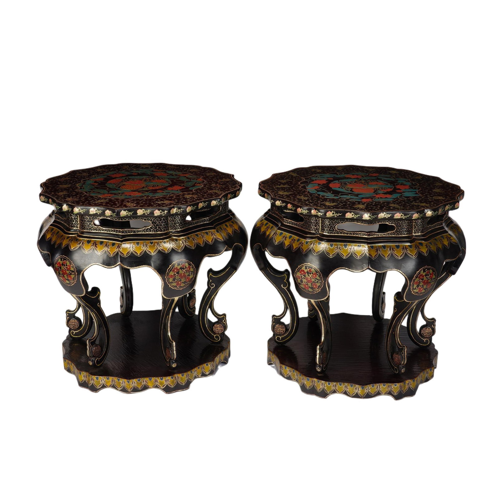 A Pair of Chinese Lacquered Floral Stands (1 of 11)