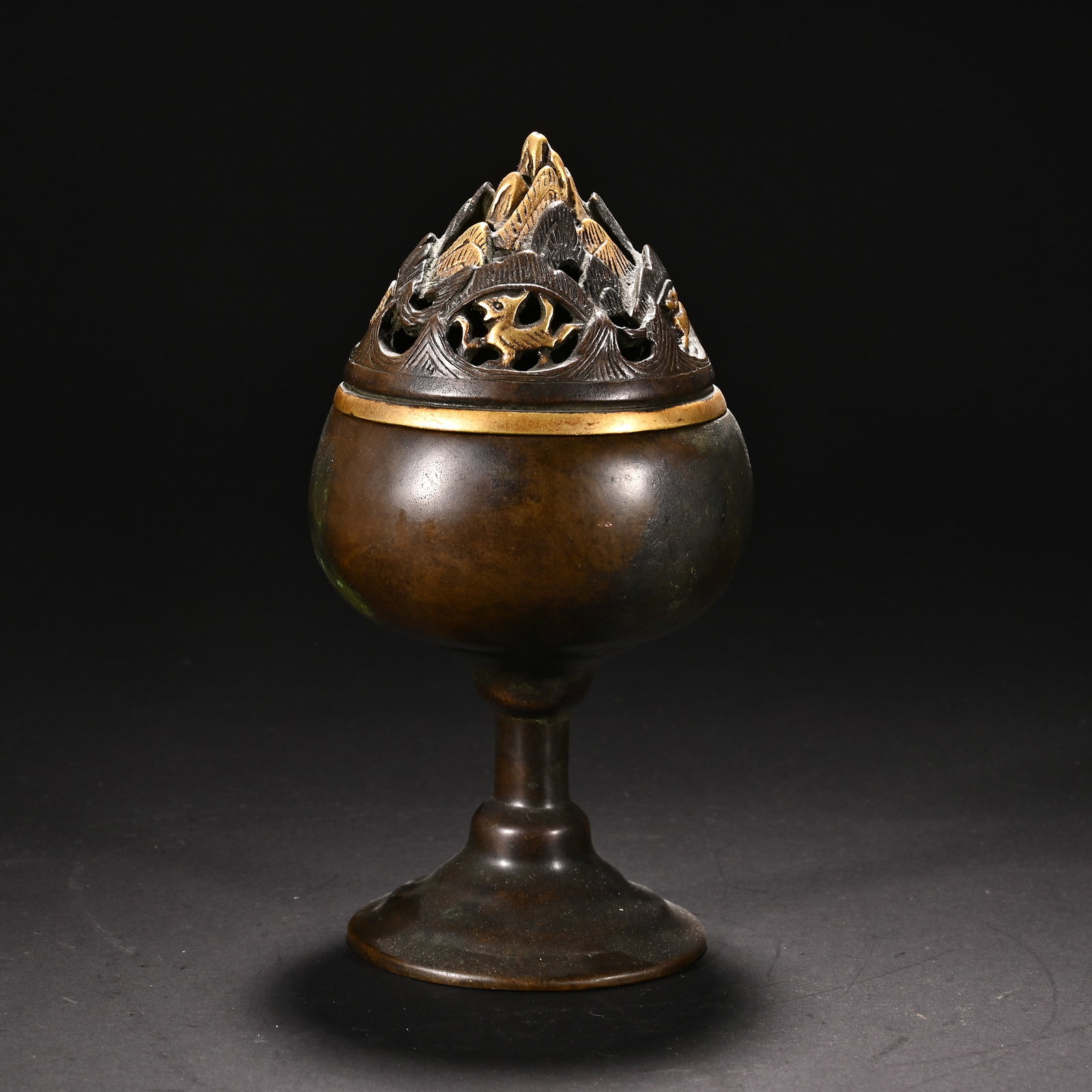 A Chinese Parcel-Gilt Bronze Boshan Censer (1 of 7)