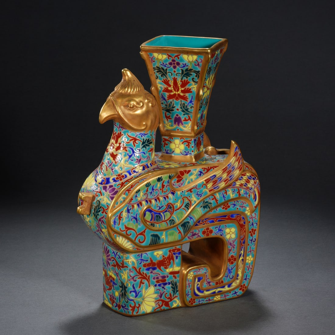Chinese Cloisonné Gilt Phoenix Zun Vase (1 of 10)