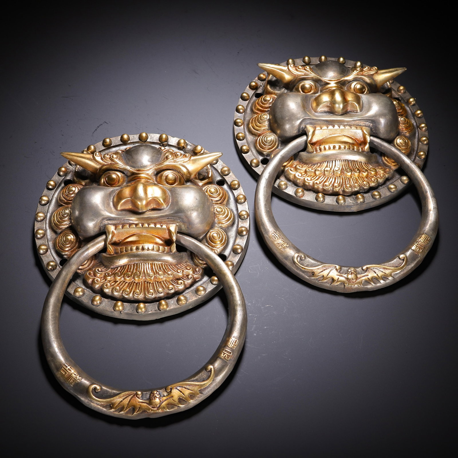 A Pair of Chinese Gilt Bronze Lion Door Knockers (1 of 8)