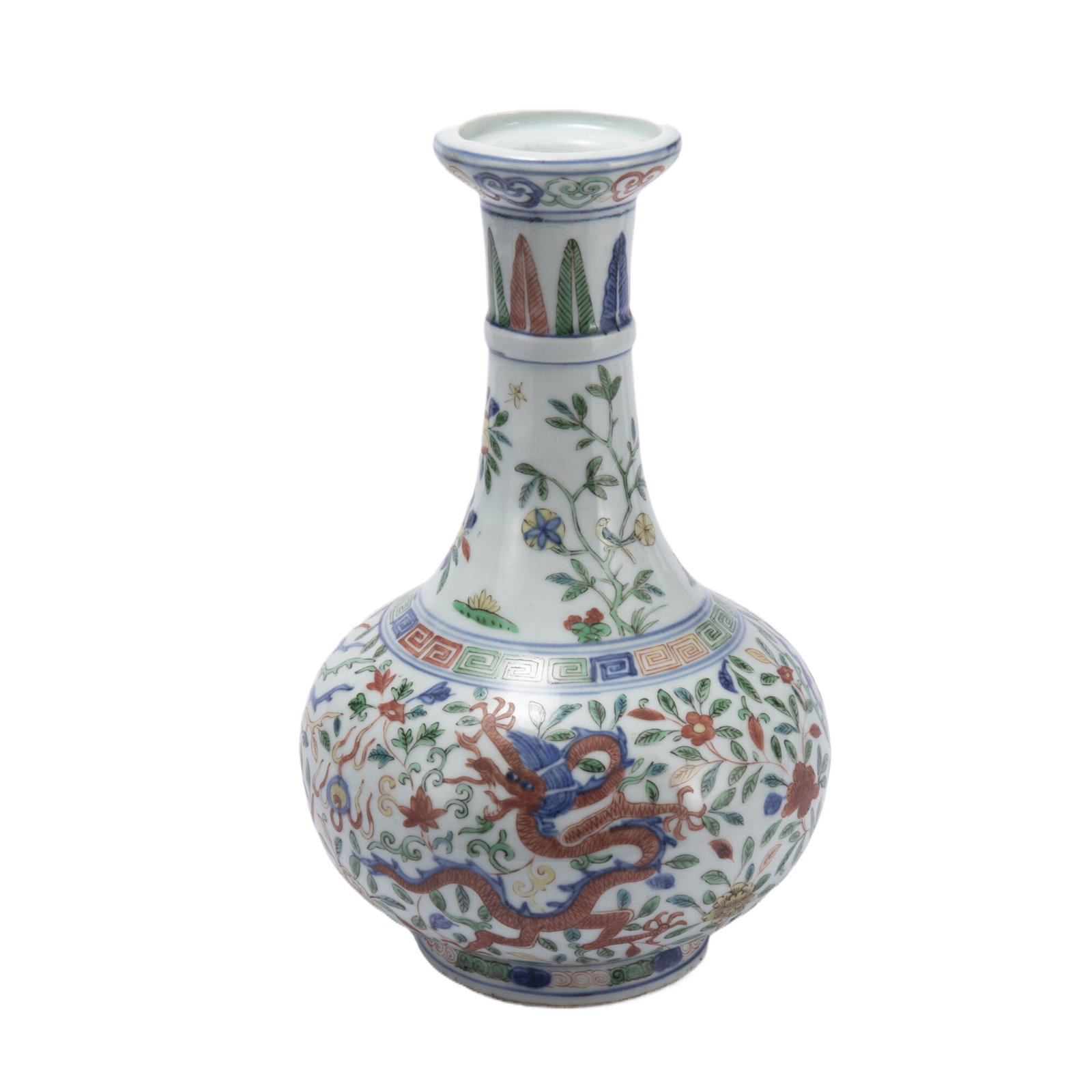 A WUCAI GLAZE DRAGON PHOENIX VASE (1 of 11)