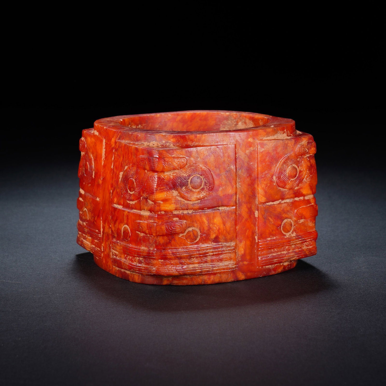 A CHINESE ARCHAIC JADE CONG VESSEL (1 of 8)